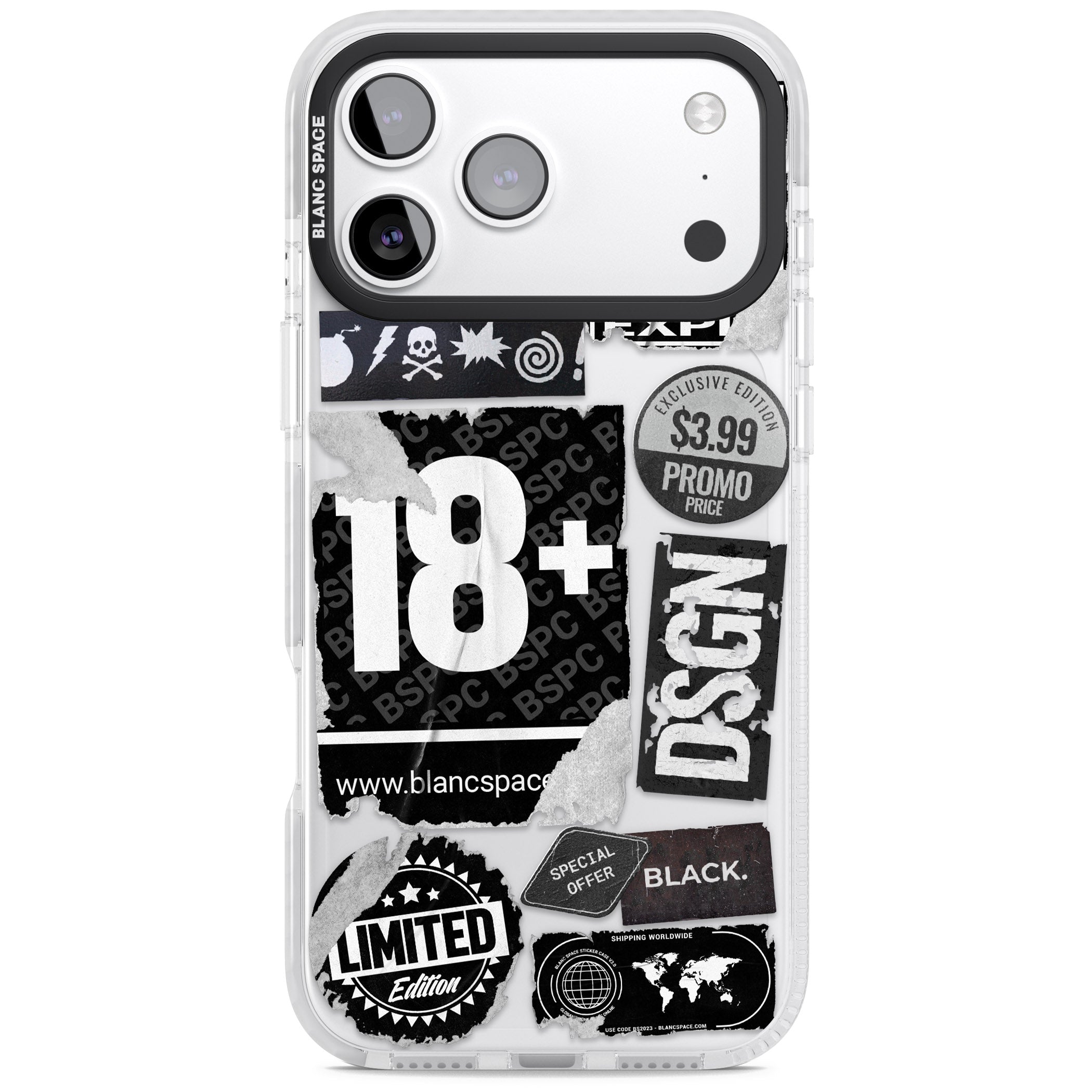 Black Sticker Mix iPhone 17 Pro Impact Clear Phone Case