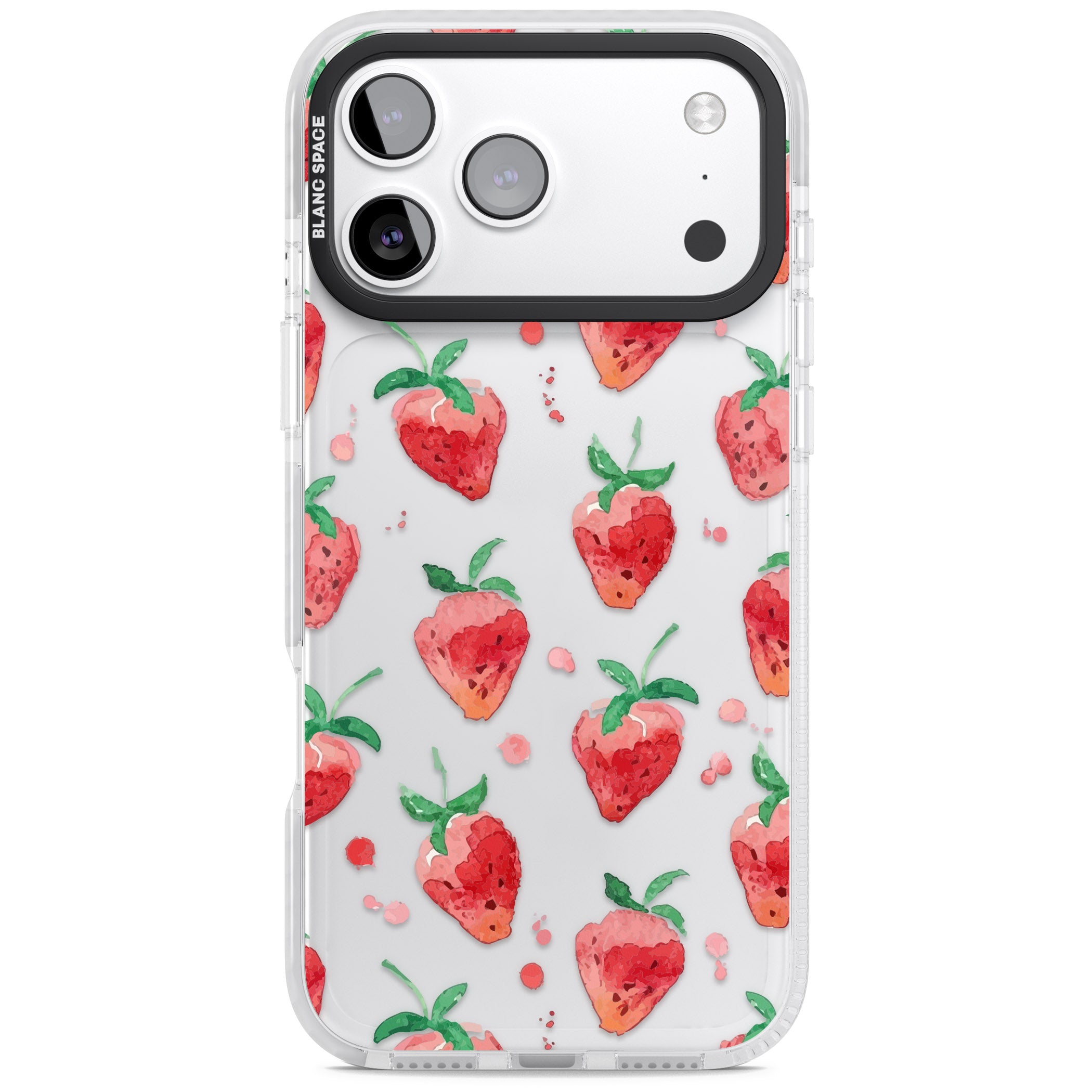 Strawberry Watercolour iPhone 17 Pro Max Impact Clear Phone Case
