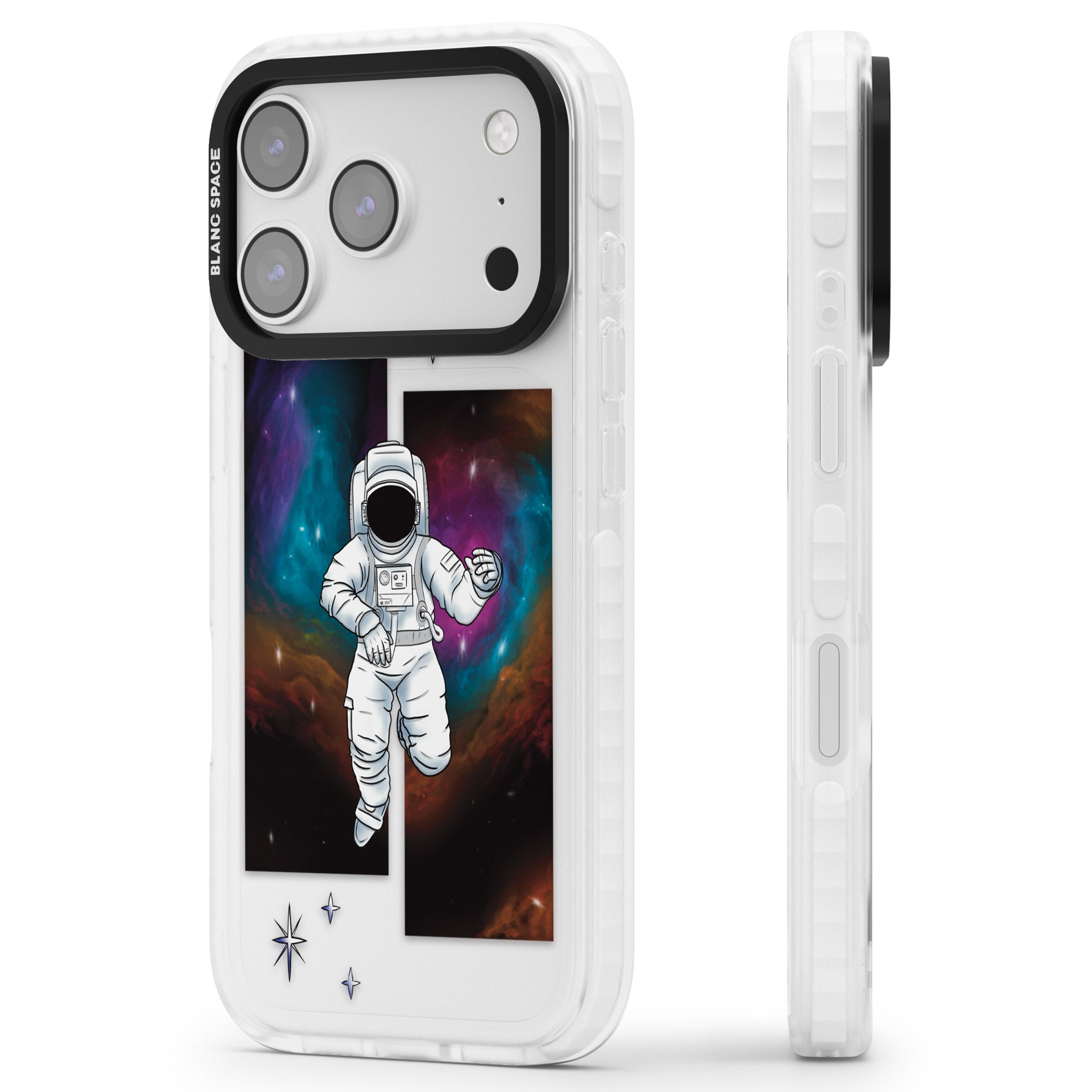 Escape The Nebula iPhone 17 Pro Impact Clear Phone Case Side Profile