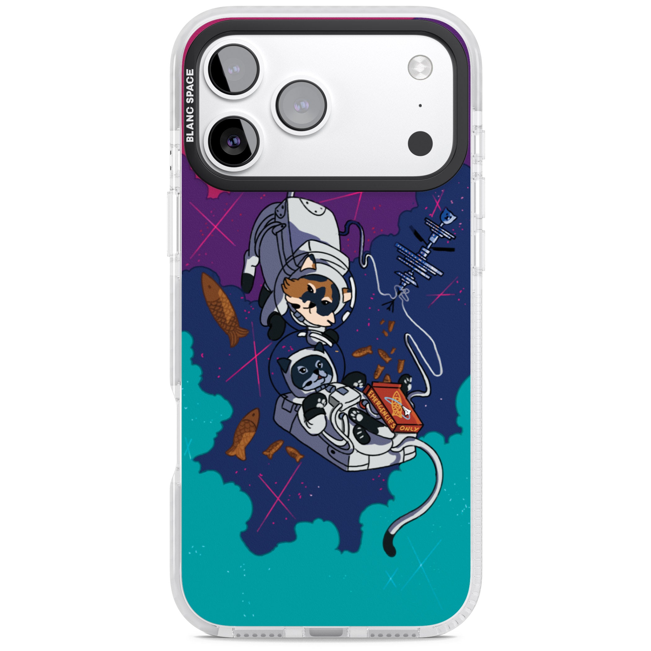 Cats In Space iPhone 17 Pro Max Impact Clear Phone Case