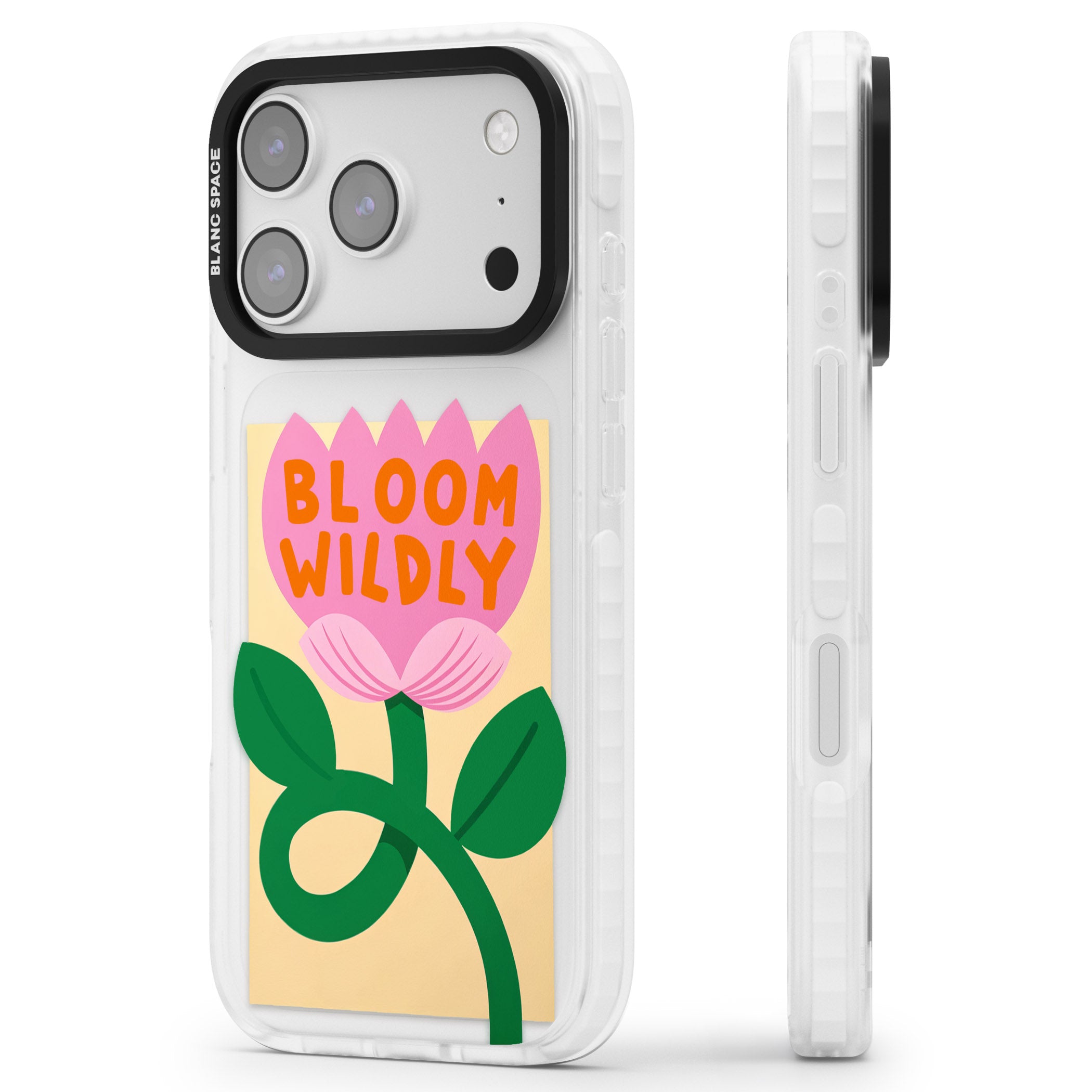 Bloom Wildly iPhone 17 Pro Impact Clear Phone Case Side Profile