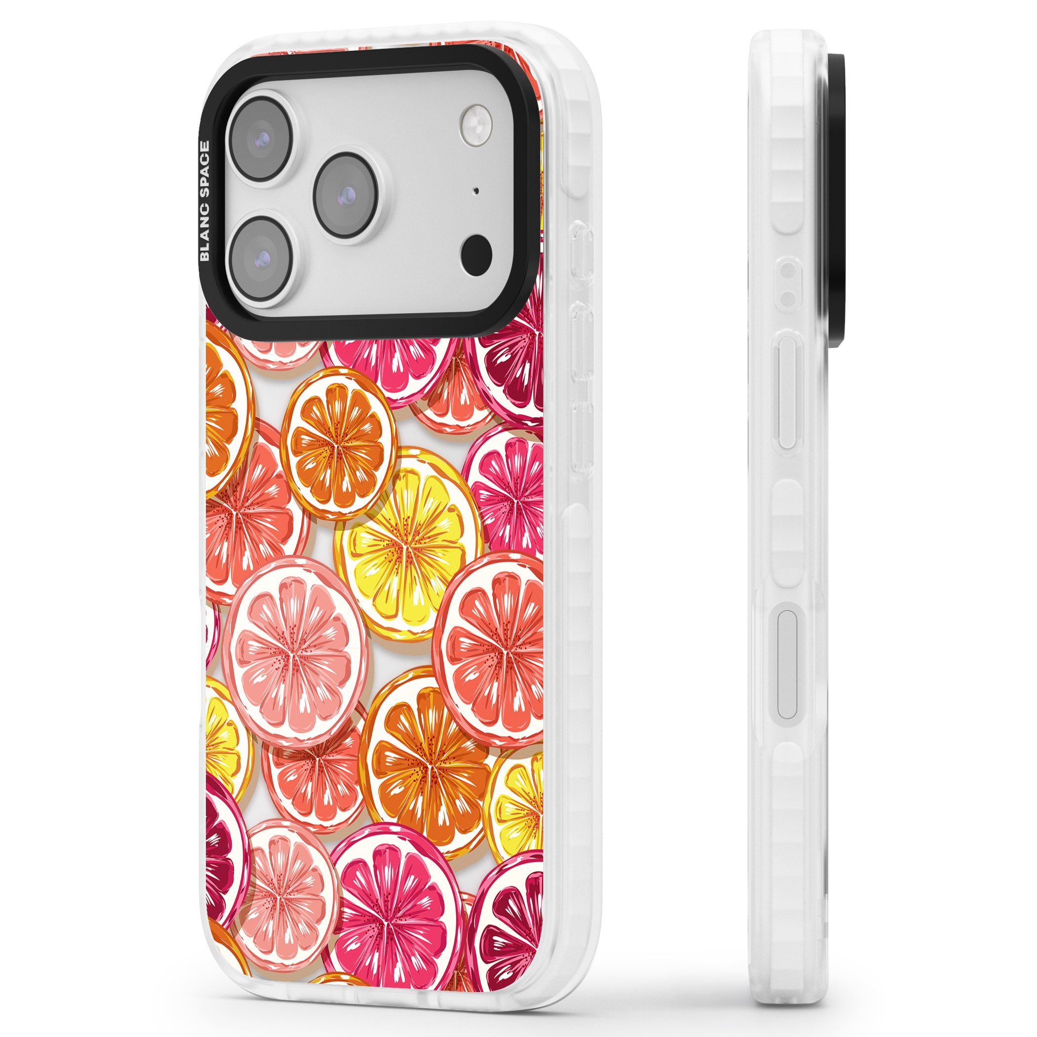 Citrus Fiesta iPhone 17 Pro Impact Clear Phone Case Side Profile