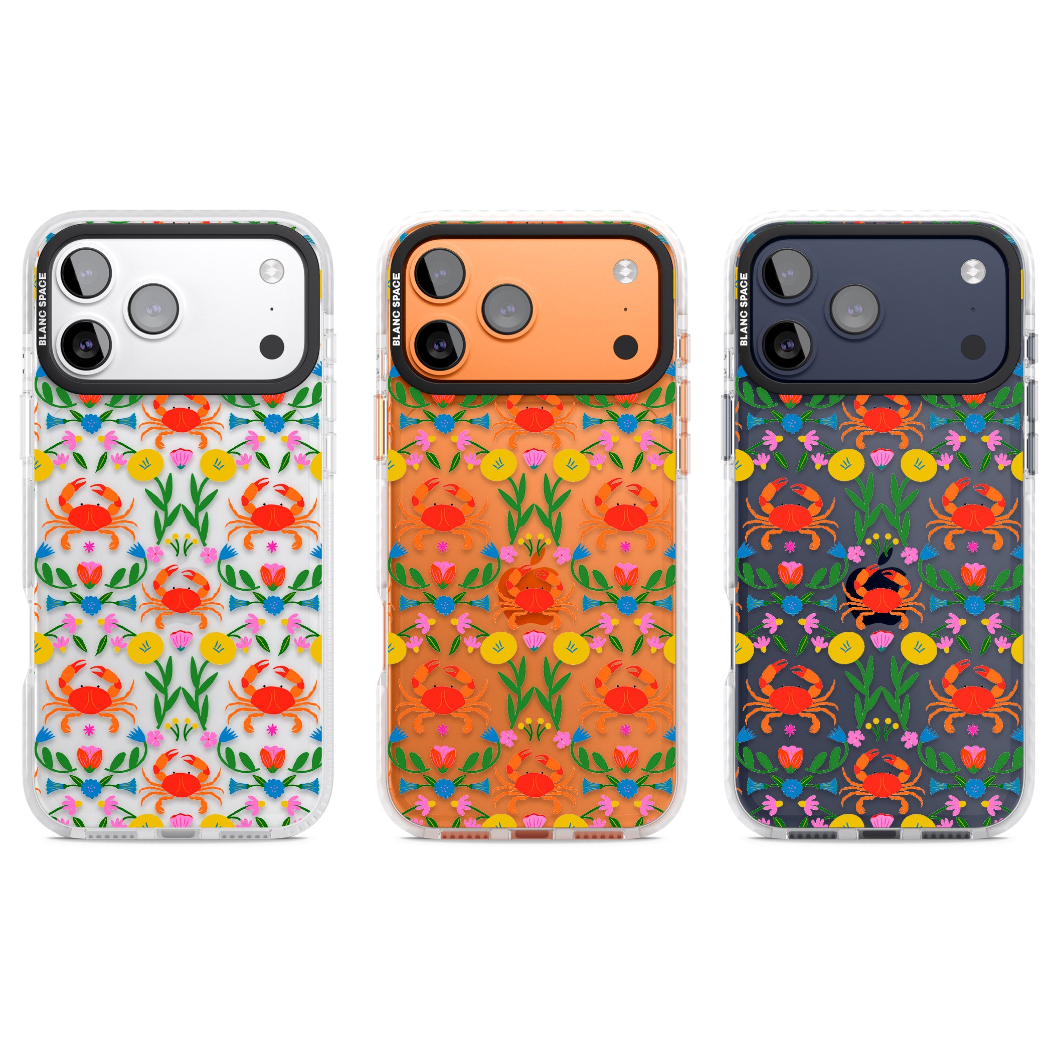 Crabs Flowers iPhone 17 Pro Impact Clear Phone Case APT Impact Protection