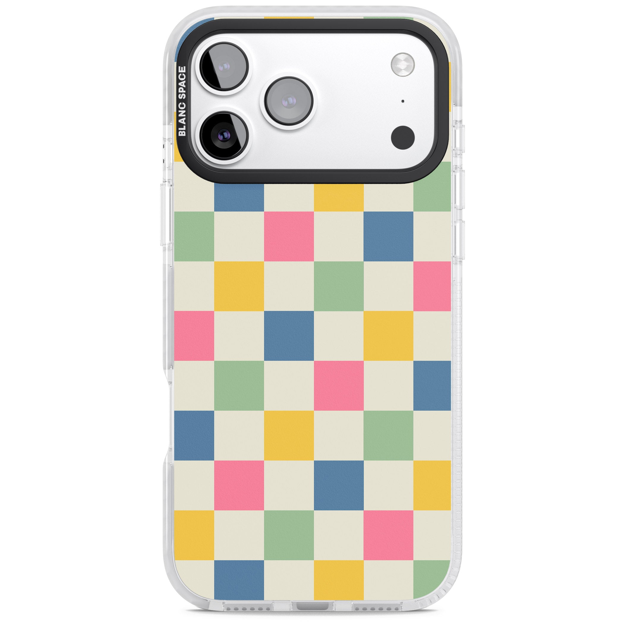 Pastel Multicolor Checkered iPhone 17 Pro Impact Clear Phone Case