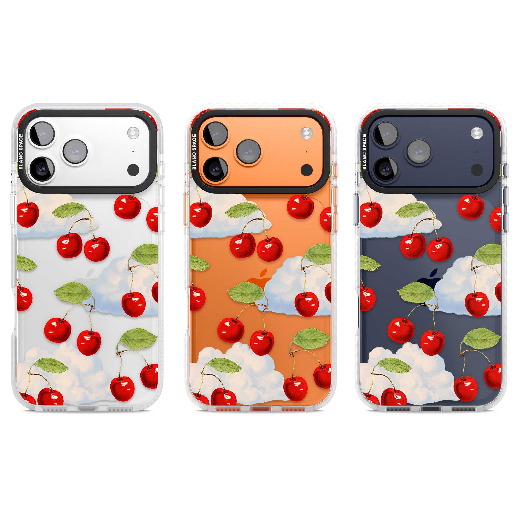 Vintage Cherries & Clouds iPhone 17 Pro Impact Clear Phone Case APT Impact Protection