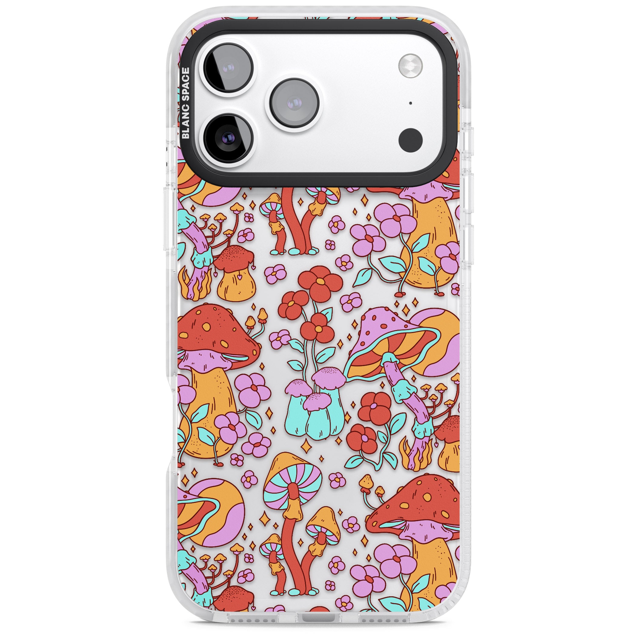 Psychedelic Flowers & Mushrooms iPhone 17 Pro Max Impact Clear Phone Case