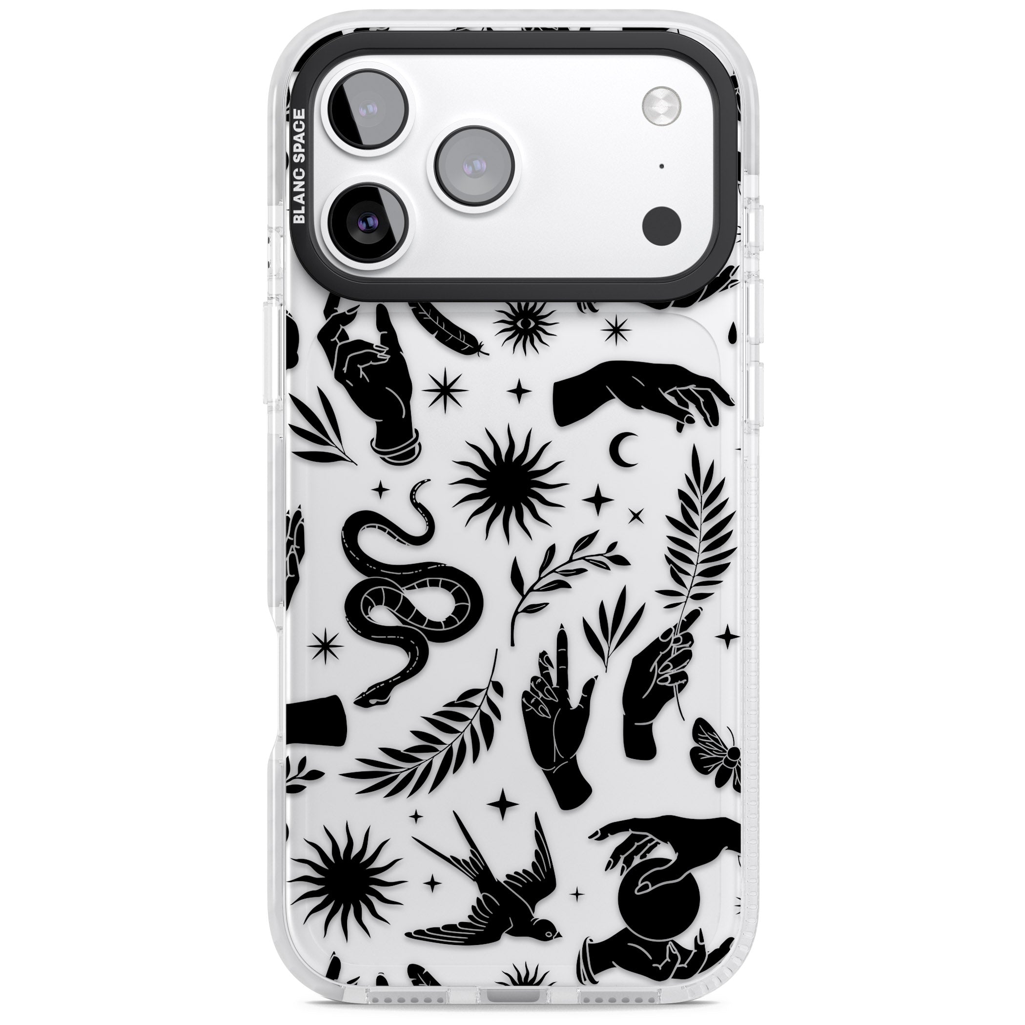 Celestial Pattern (Black) iPhone 17 Pro Max Impact Clear Phone Case