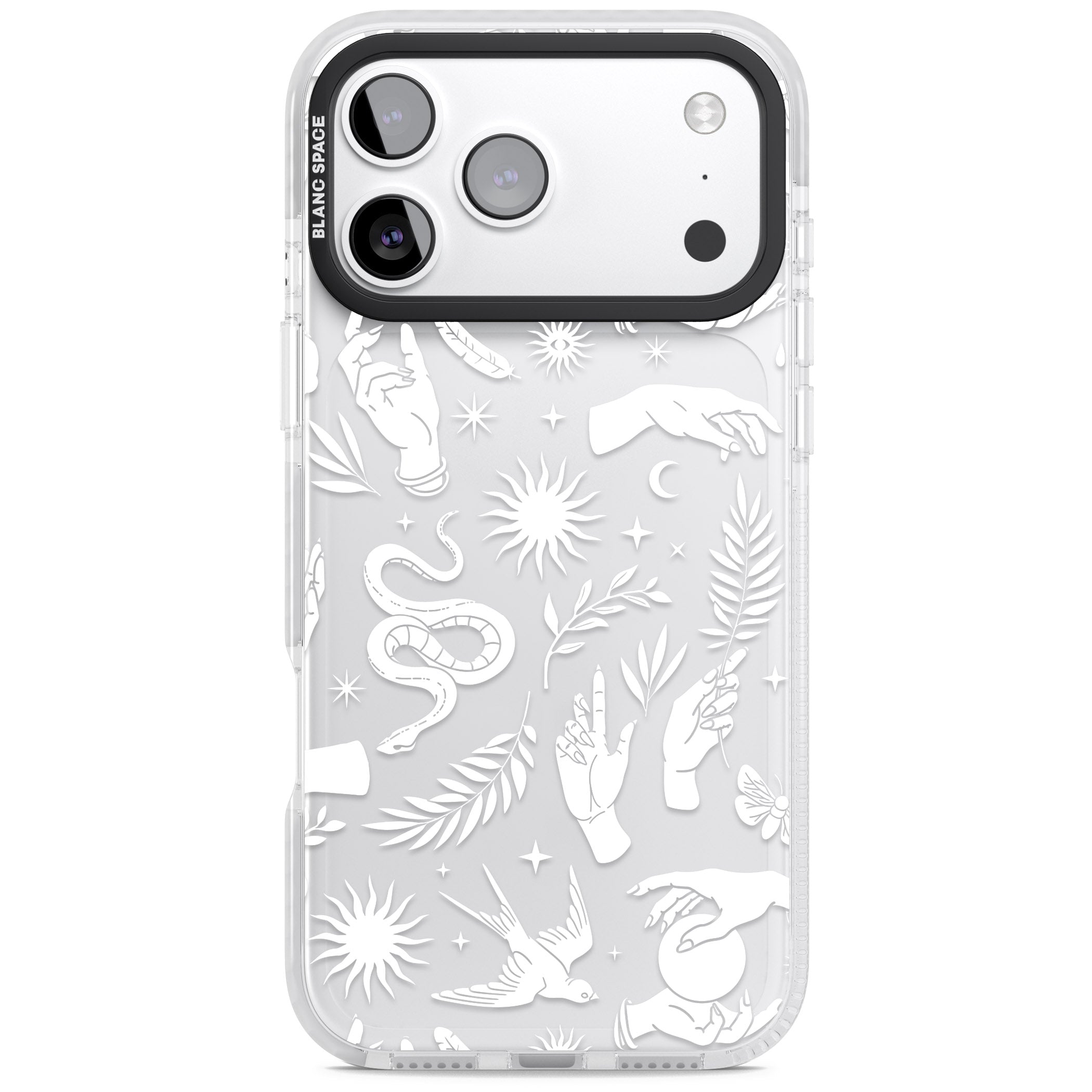 Celestial Pattern (White) iPhone 17 Pro Max Impact Clear Phone Case