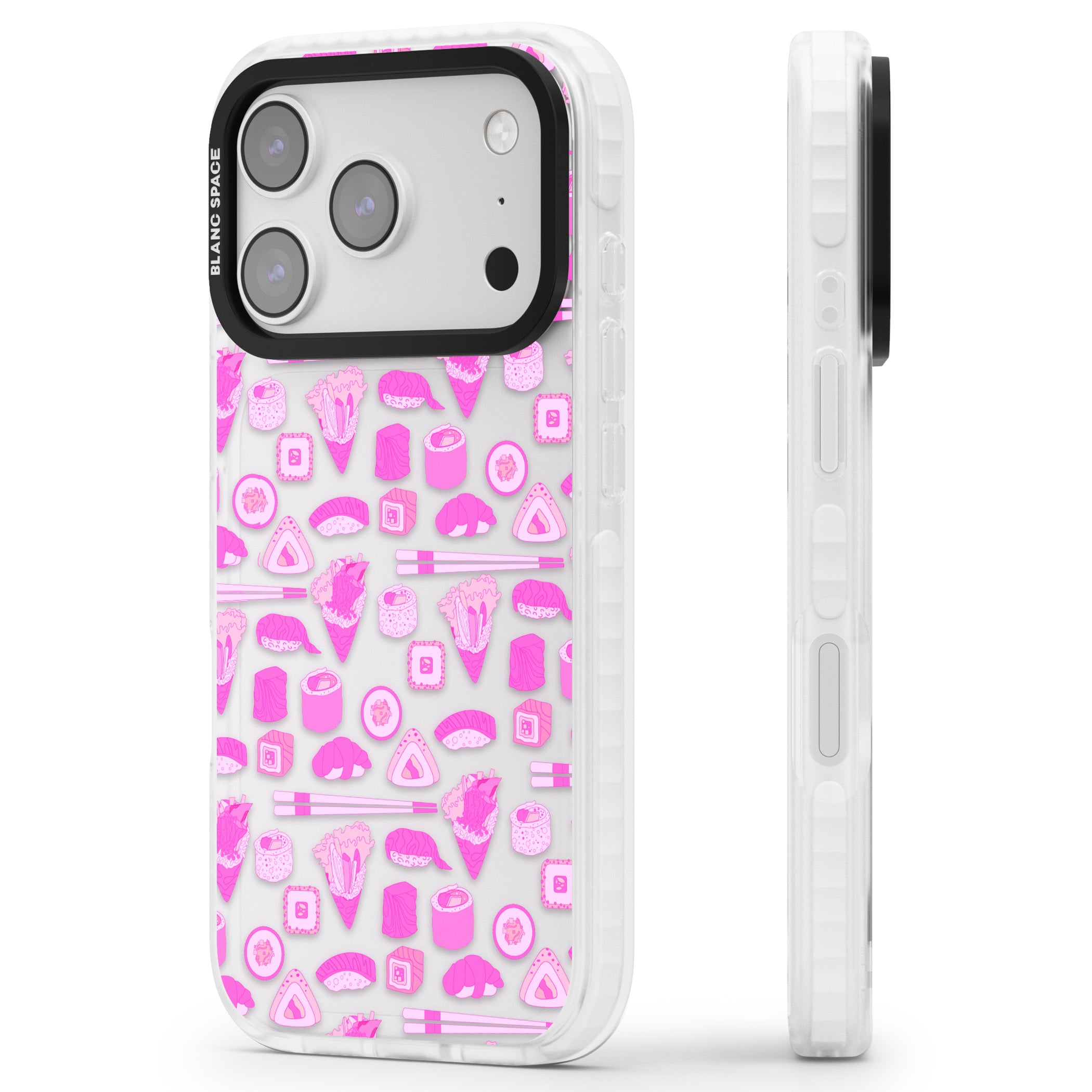 Pink Sushi Pop iPhone 17 Pro Impact Clear Phone Case Side Profile