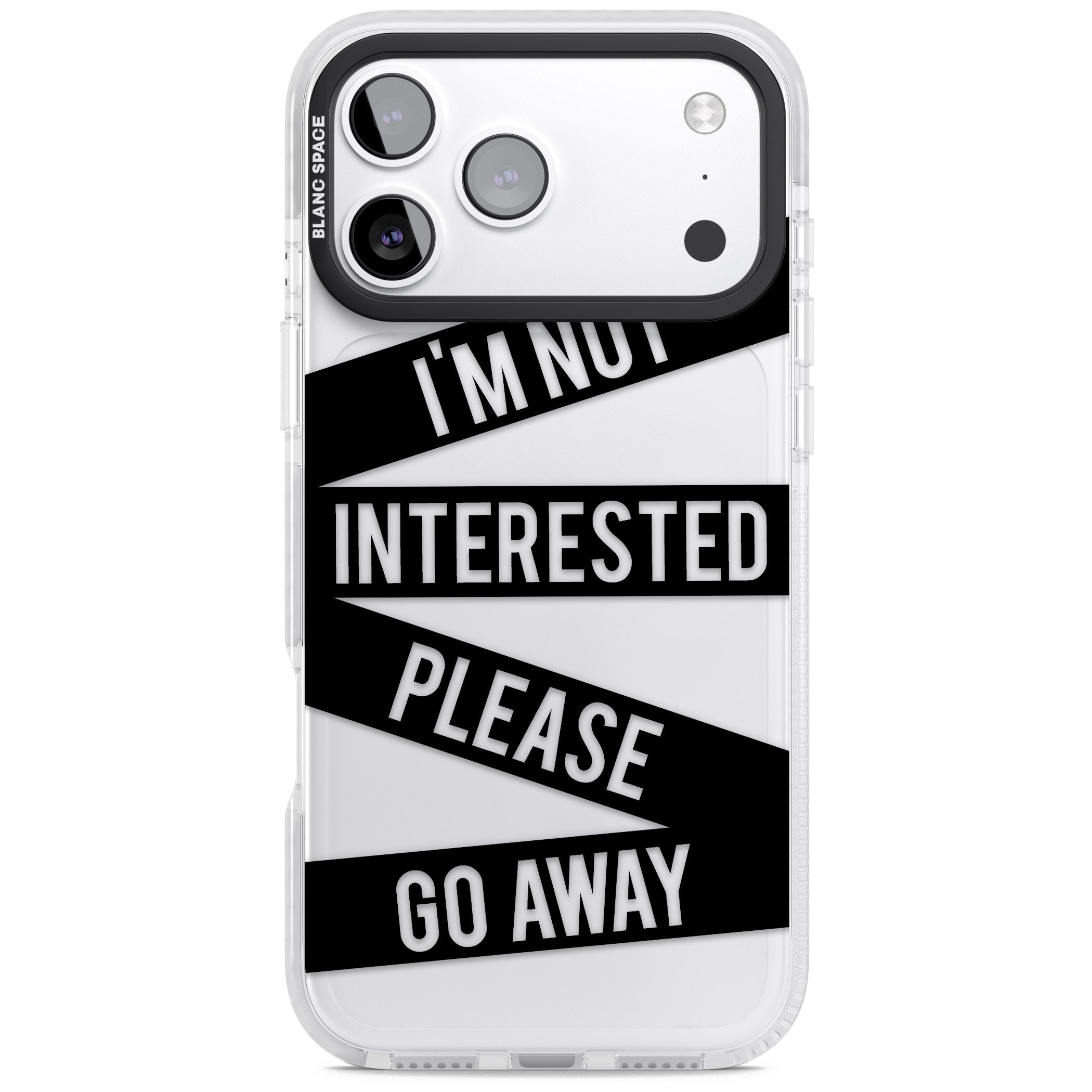 Not Interested Warning iPhone 17 Pro Max Impact Clear Phone Case