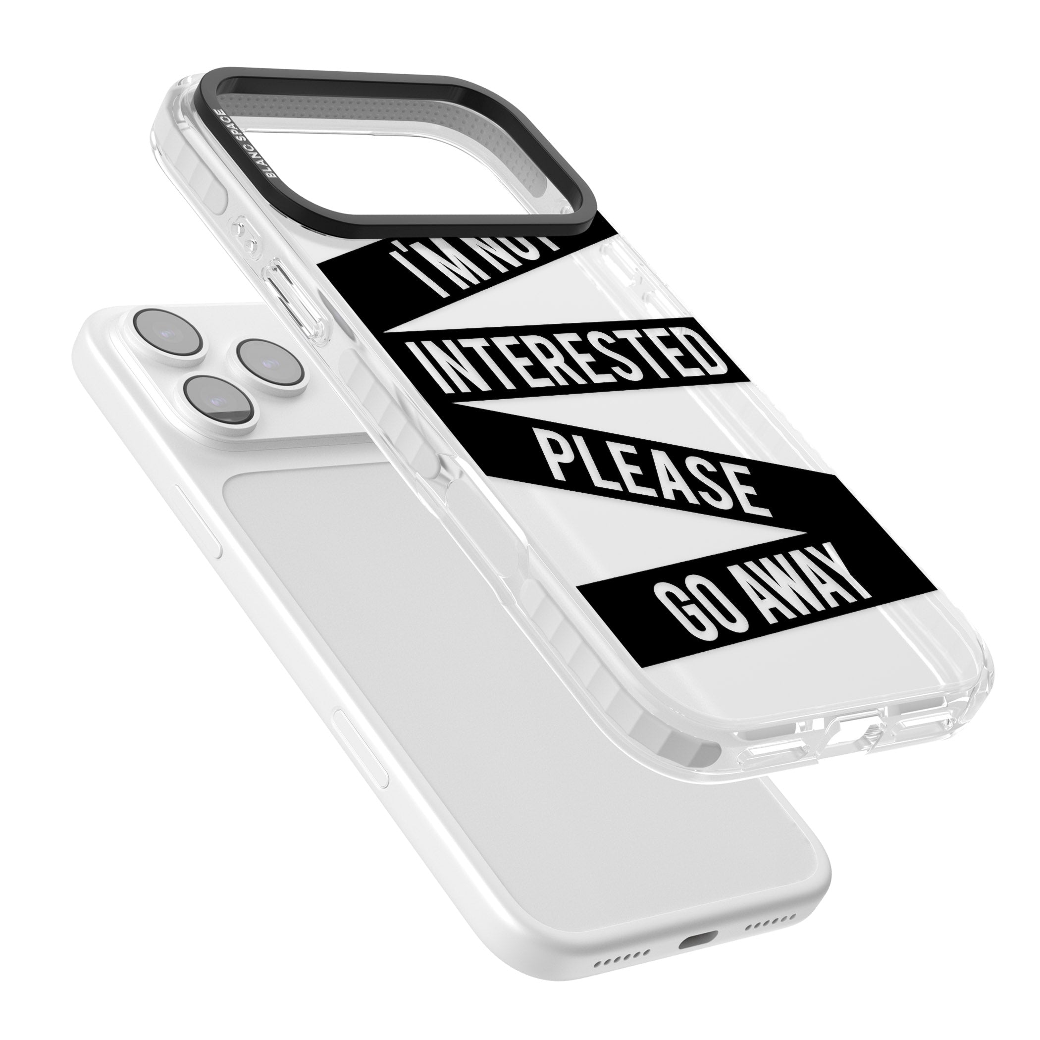 Not Interested Warning iPhone 17 Pro Max Impact Clear Phone Case Colours