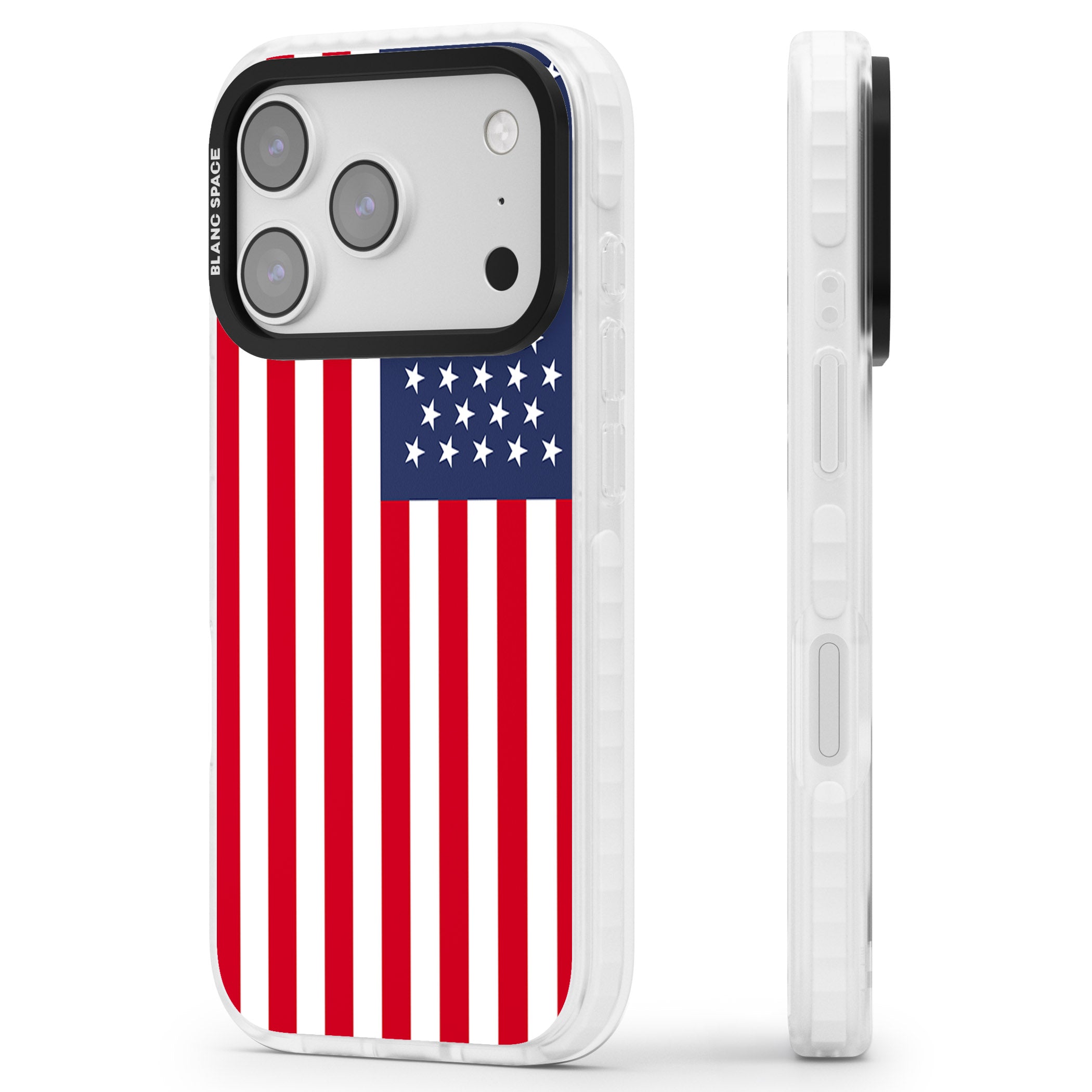 American Flag iPhone 17 Pro Max Impact Clear Phone Case Side Profile