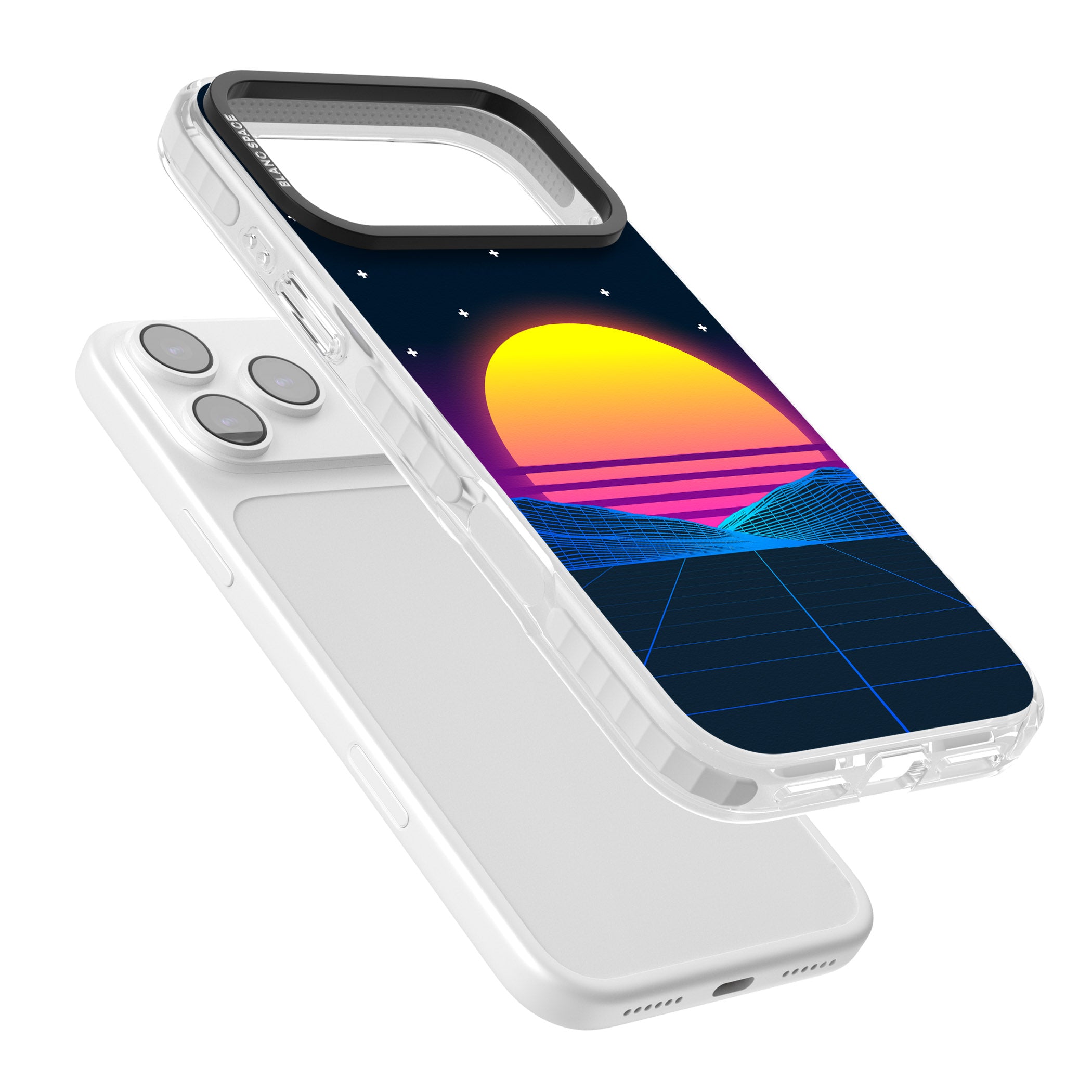 Retro Sunset Vaporwave iPhone 17 Pro Max Impact Clear Phone Case Colours