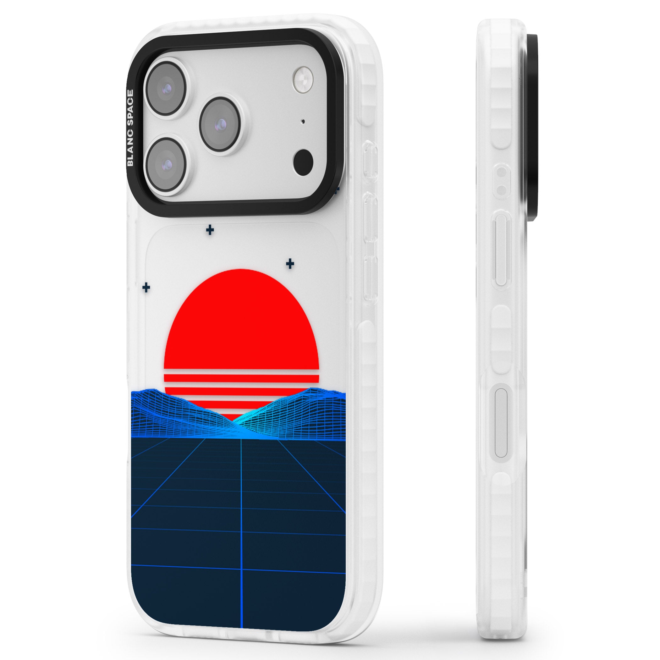 Japanese Sunset Vaporwave iPhone 17 Pro Impact Clear Phone Case Side Profile