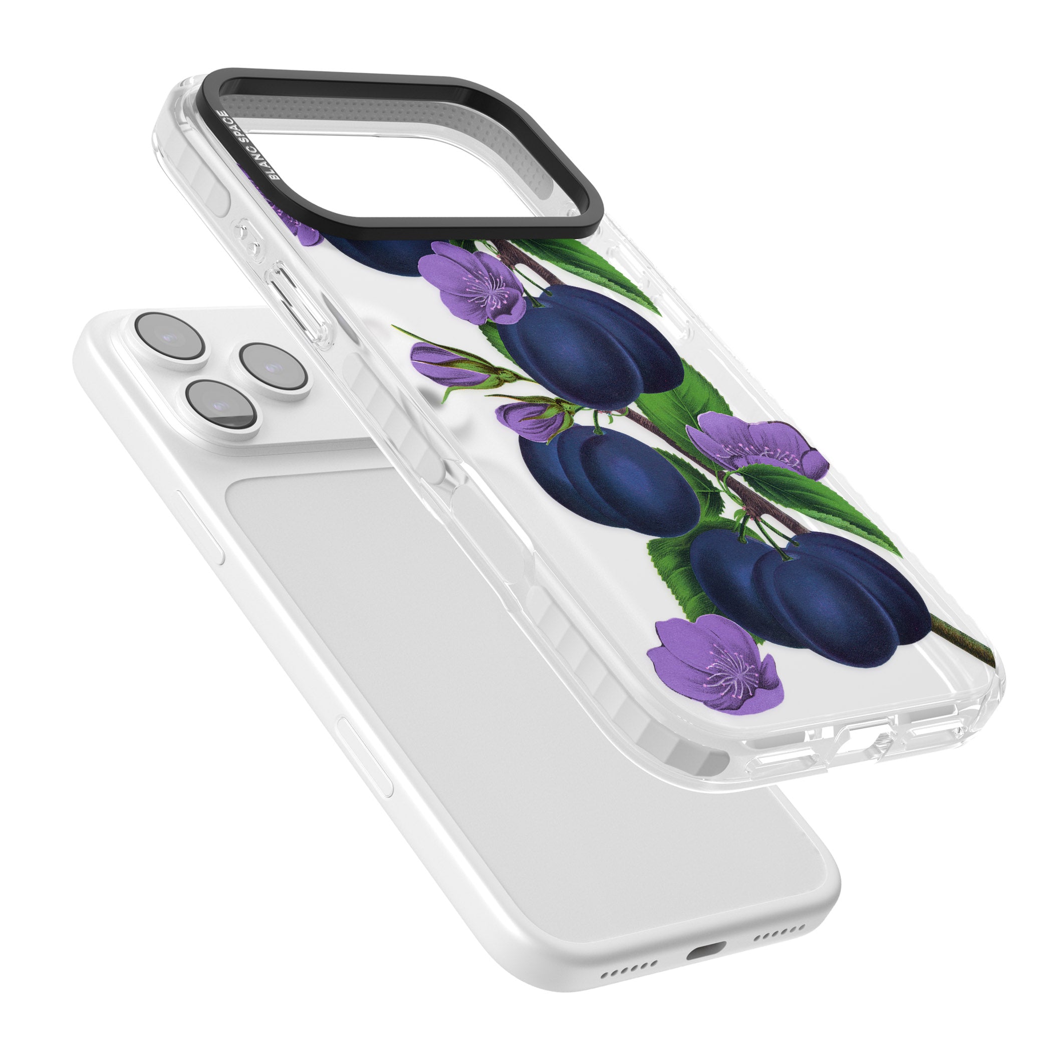 Vintage Painted Plums iPhone 17 Pro Impact Clear Phone Case Colours