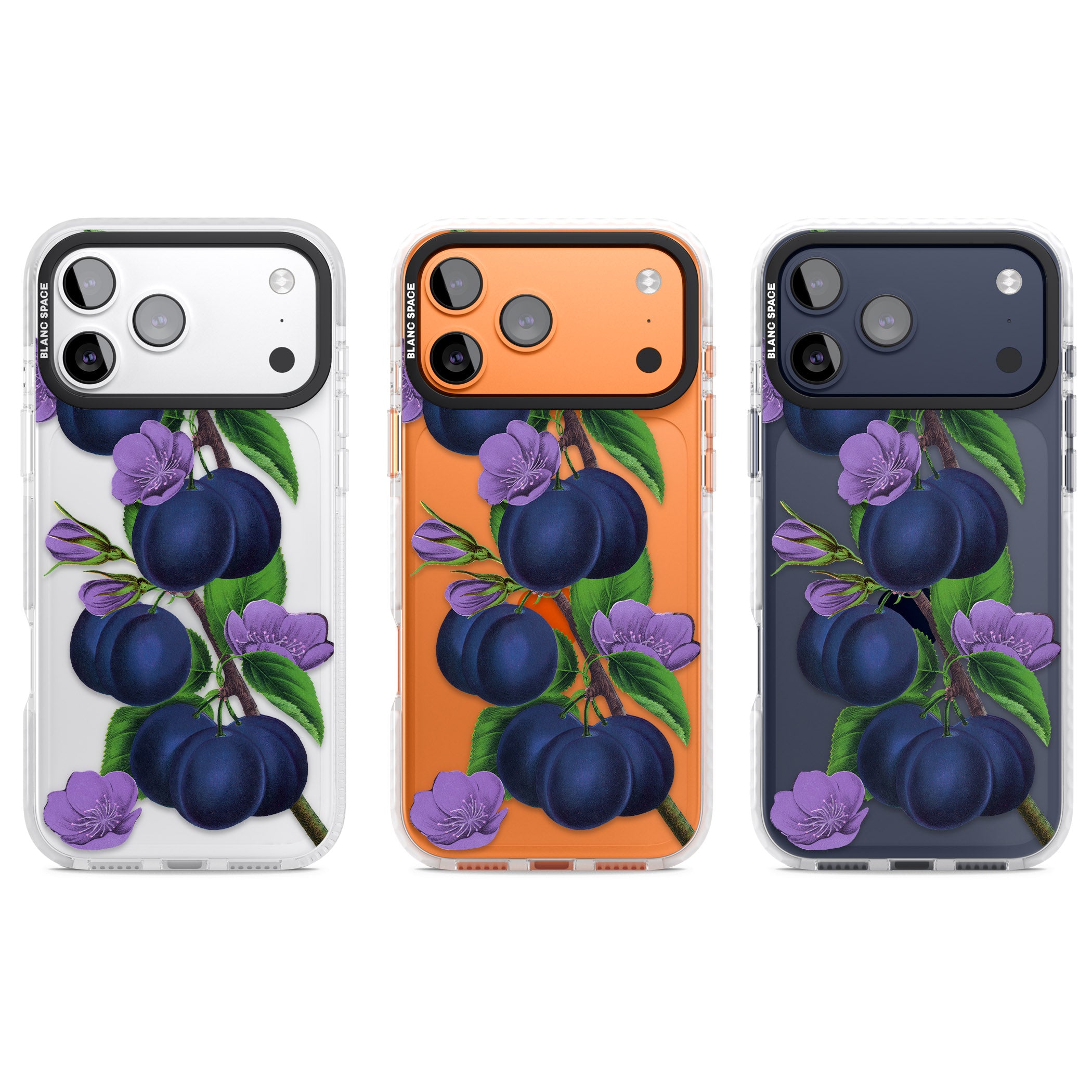 Vintage Painted Plums iPhone 17 Pro Impact Clear Phone Case APT Impact Protection