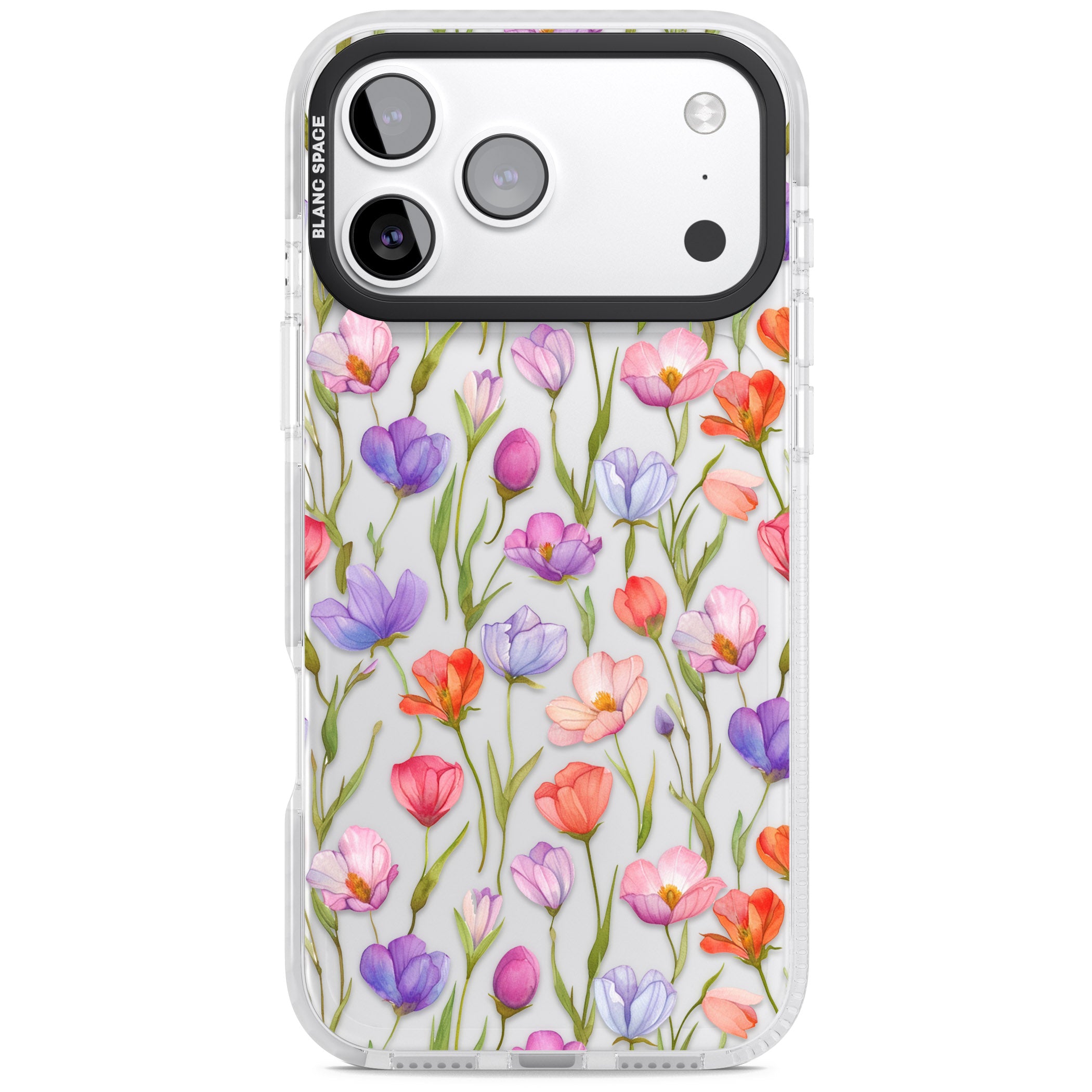 Red, Pink & Purple Flowers iPhone 17 Pro Impact Clear Phone Case
