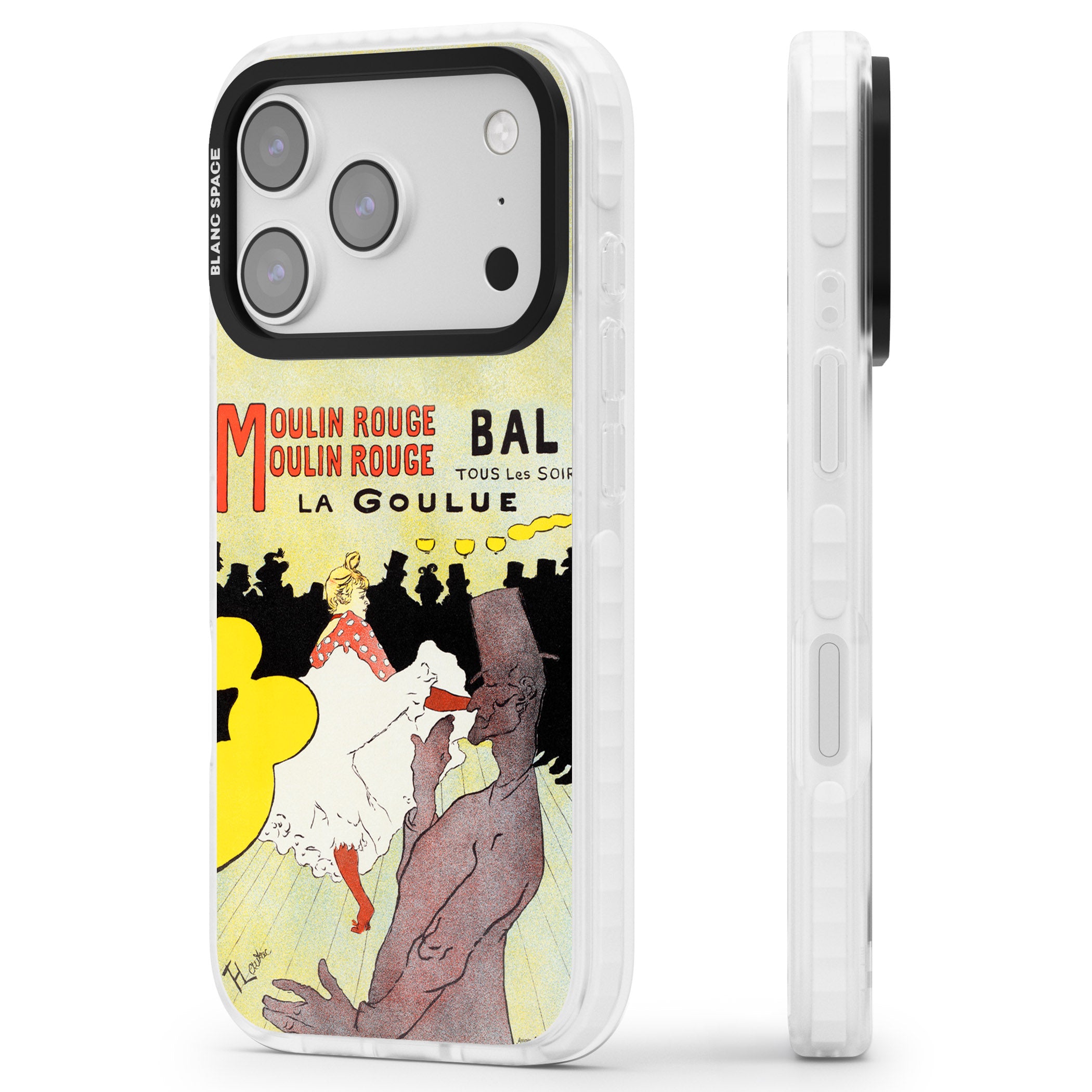 Moulin Rouge Poster iPhone 17 Pro Impact Clear Phone Case Side Profile