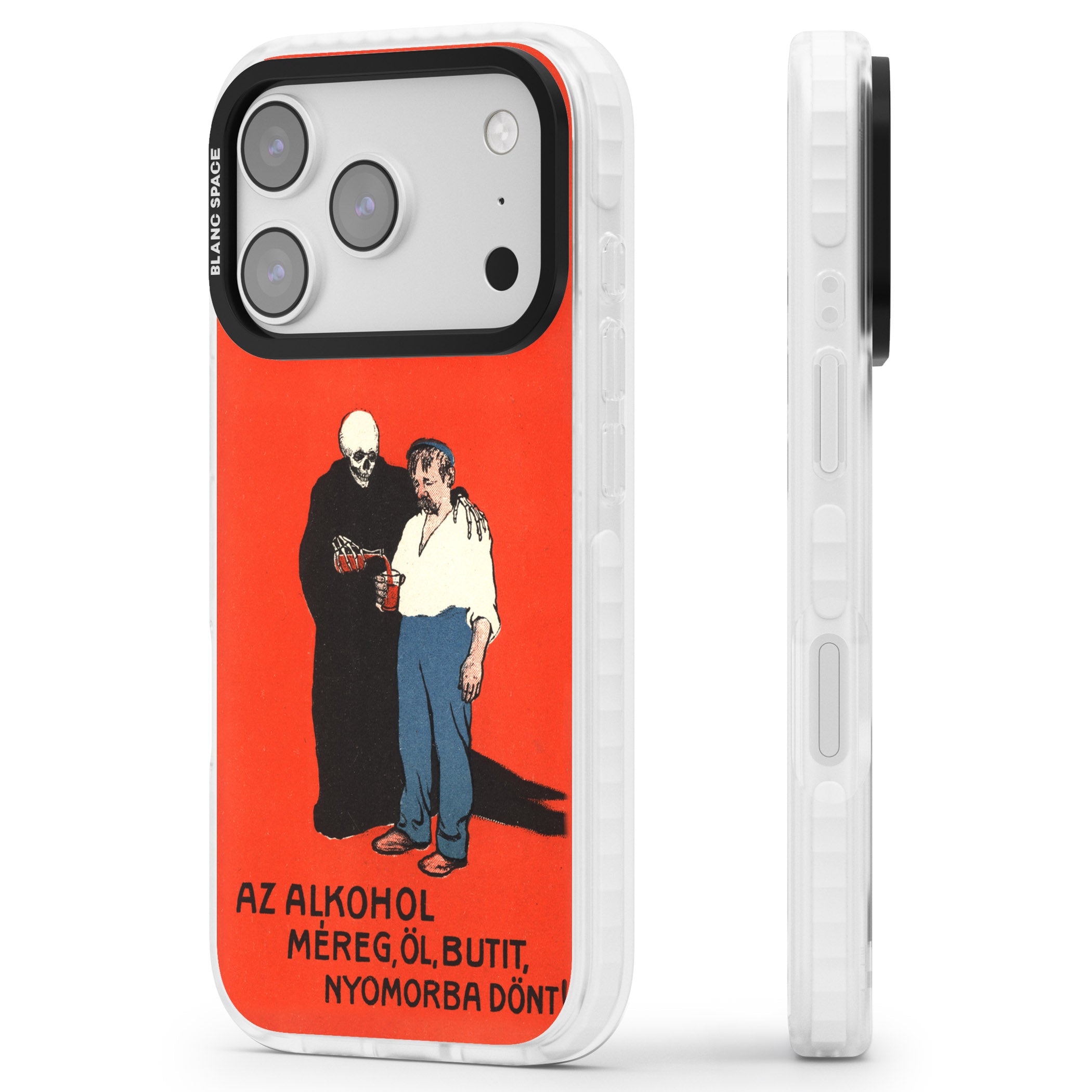 Az Alkohol Poster iPhone 17 Pro Impact Clear Phone Case Side Profile
