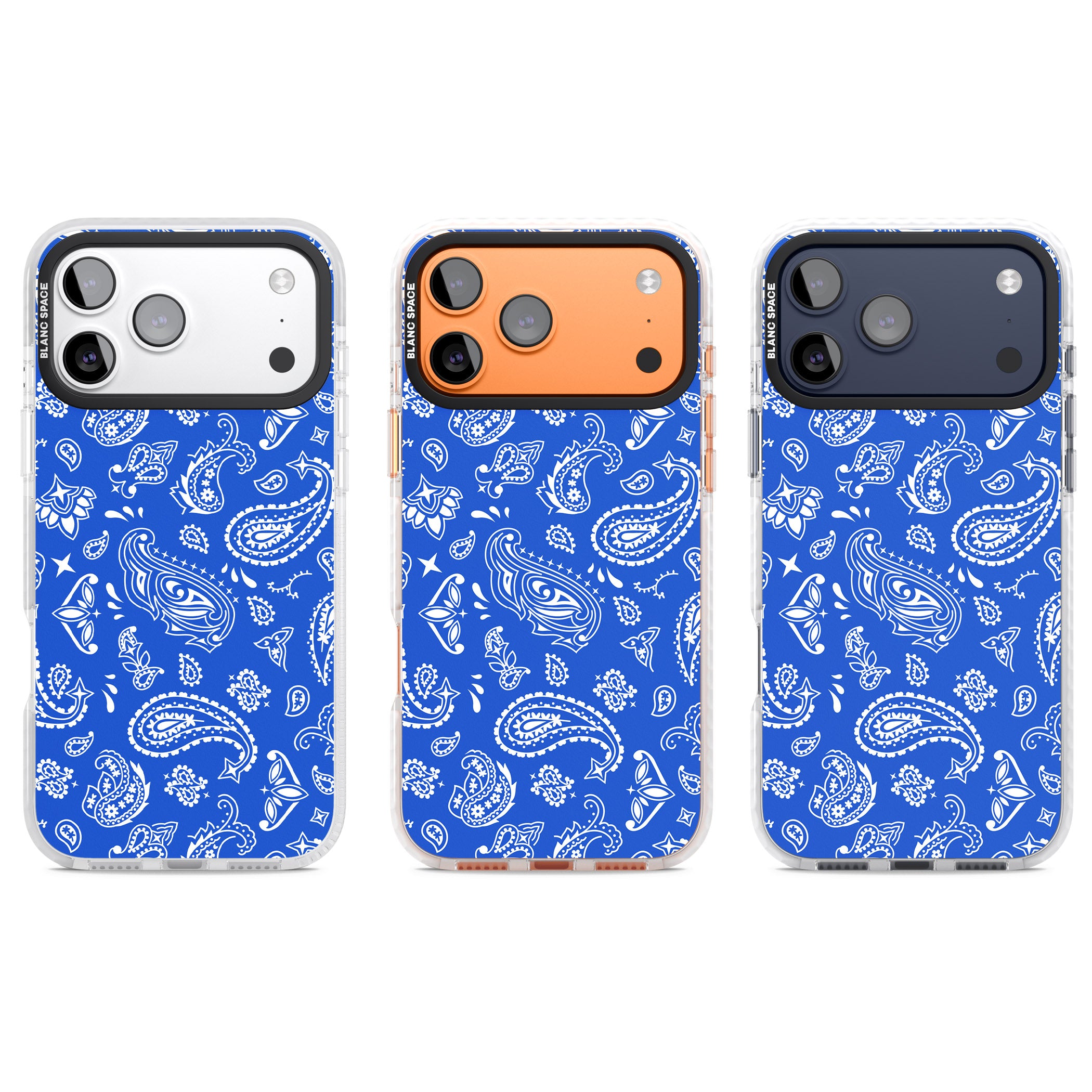 Blue Bandana iPhone 17 Pro Impact Clear Phone Case APT Impact Protection