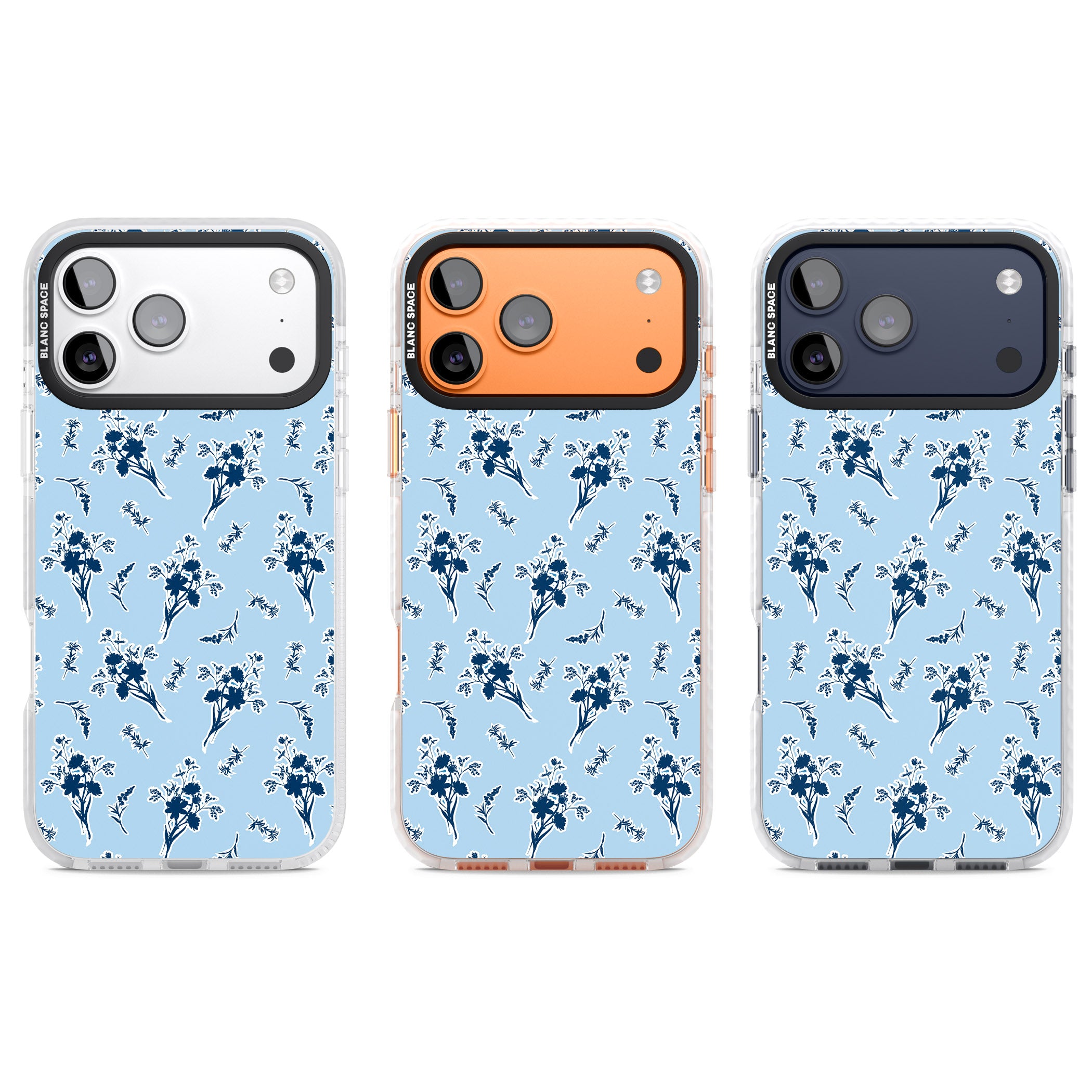Blue Sticker Wildflowers iPhone 17 Pro Impact Clear Phone Case APT Impact Protection