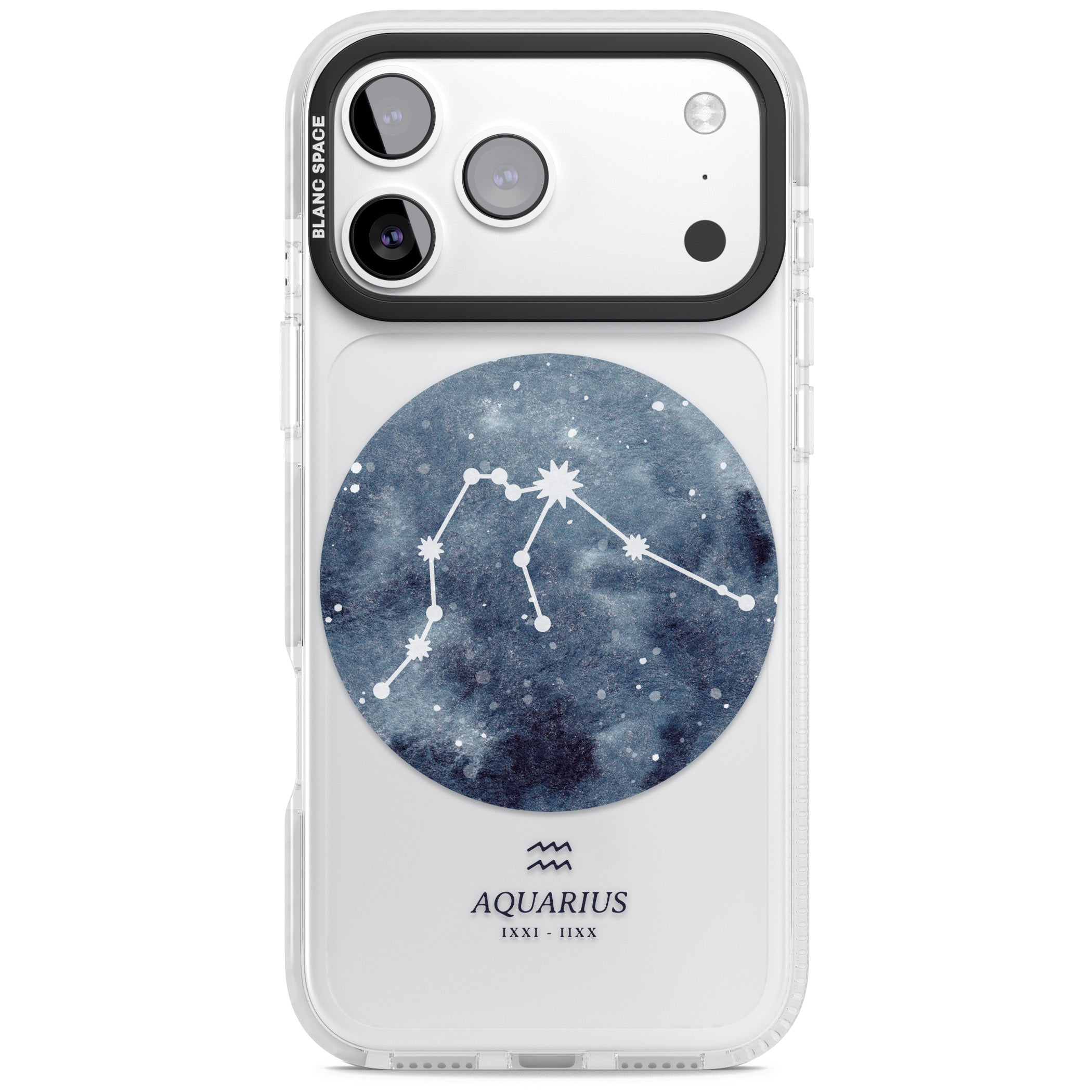 Aquarius Zodiac Blue iPhone 17 Pro Max Impact Clear Phone Case