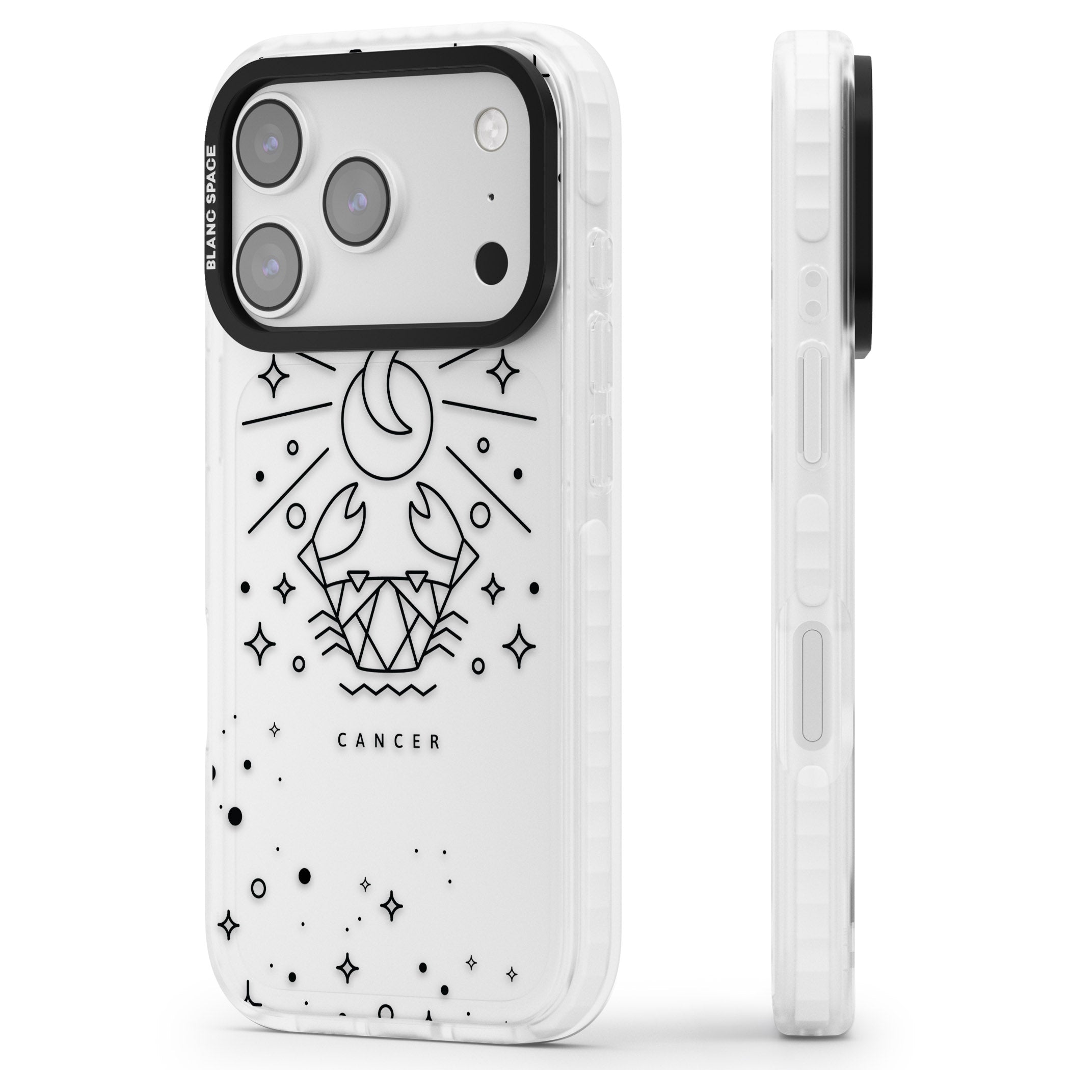 Zodiac Cancer Moon iPhone 17 Pro Max Impact Clear Phone Case Side Profile