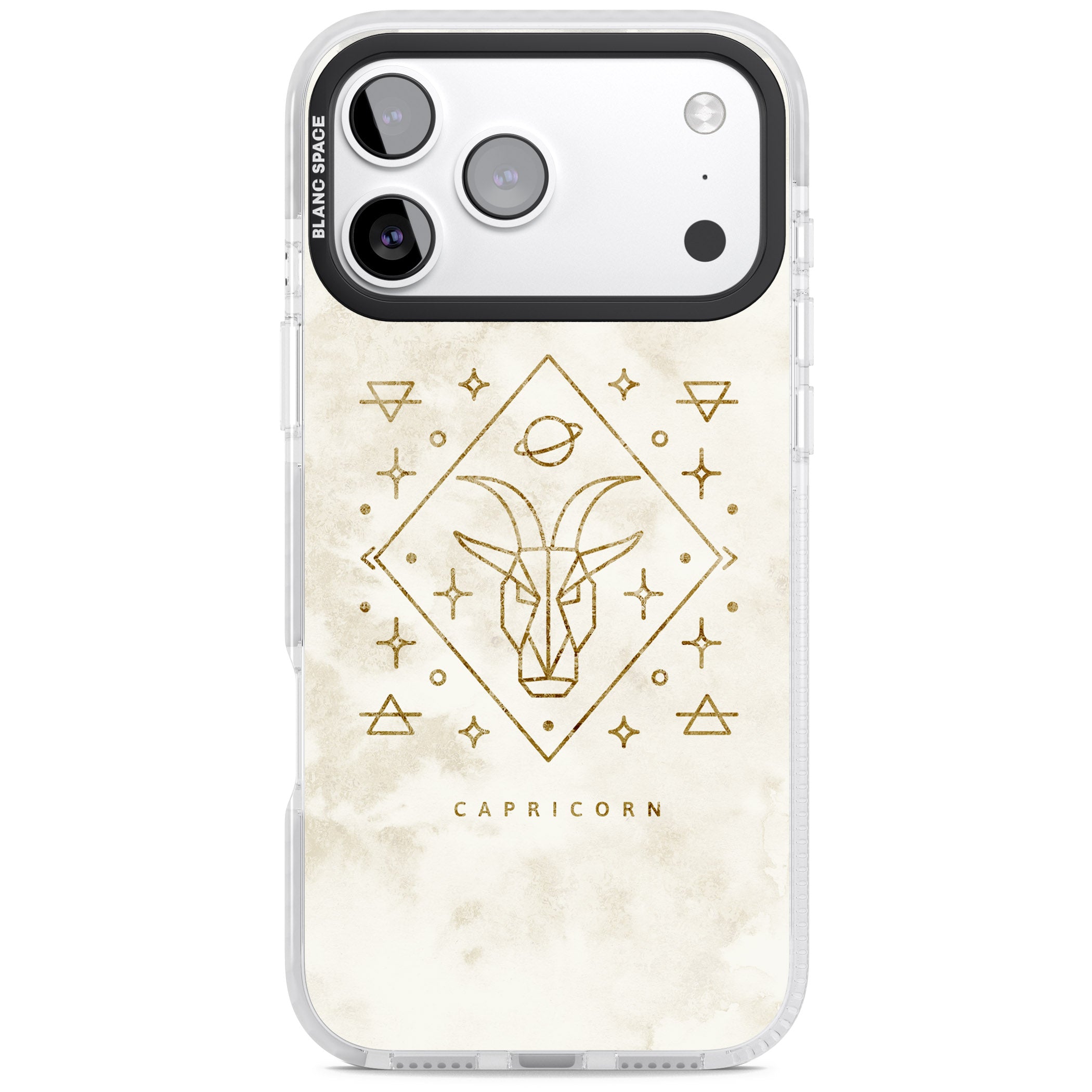 Capricorn Gold Zodiac Design iPhone 17 Pro Impact Clear Phone Case