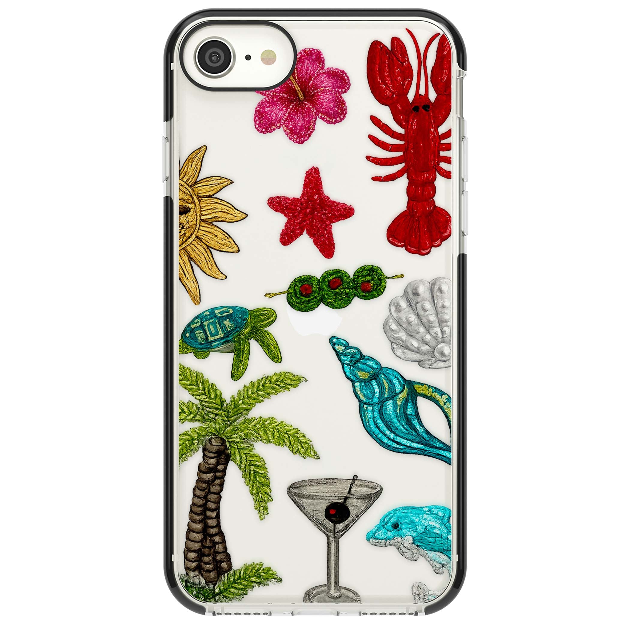 Painted Coastal Pattern coastal iPhone case | Black Impact case for iPhone SE