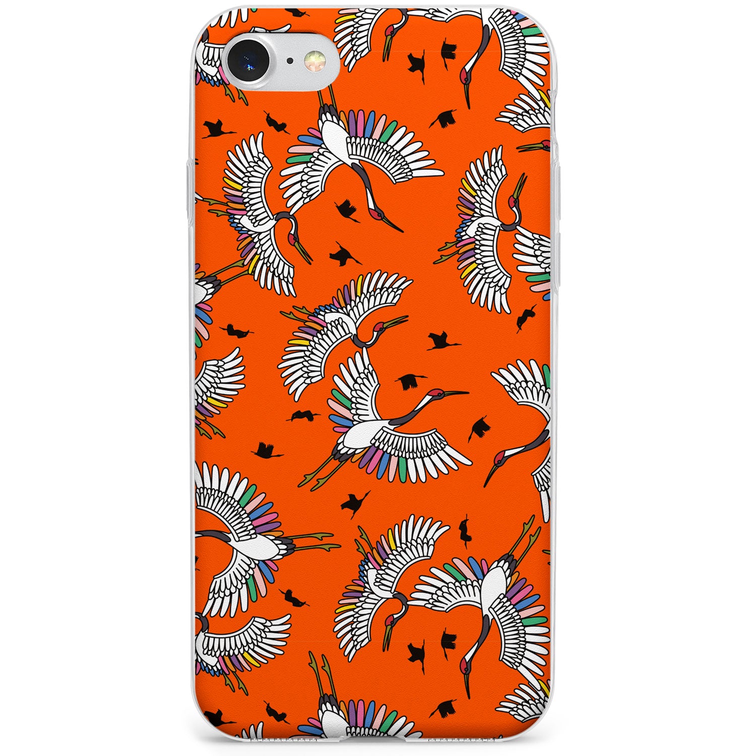 Colourful Crane Pattern (Orange) Phone Case for iPhone SE 2020, iPhone SE 2022
