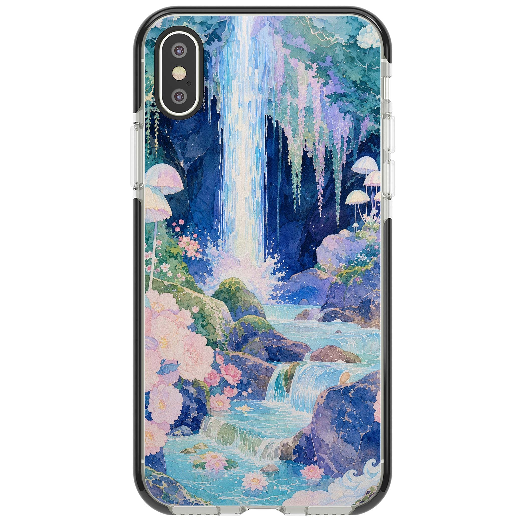 Mystic Waterfall art iPhone case | Black Impact case for iPhone X, iPhone XS Max, iPhone XR