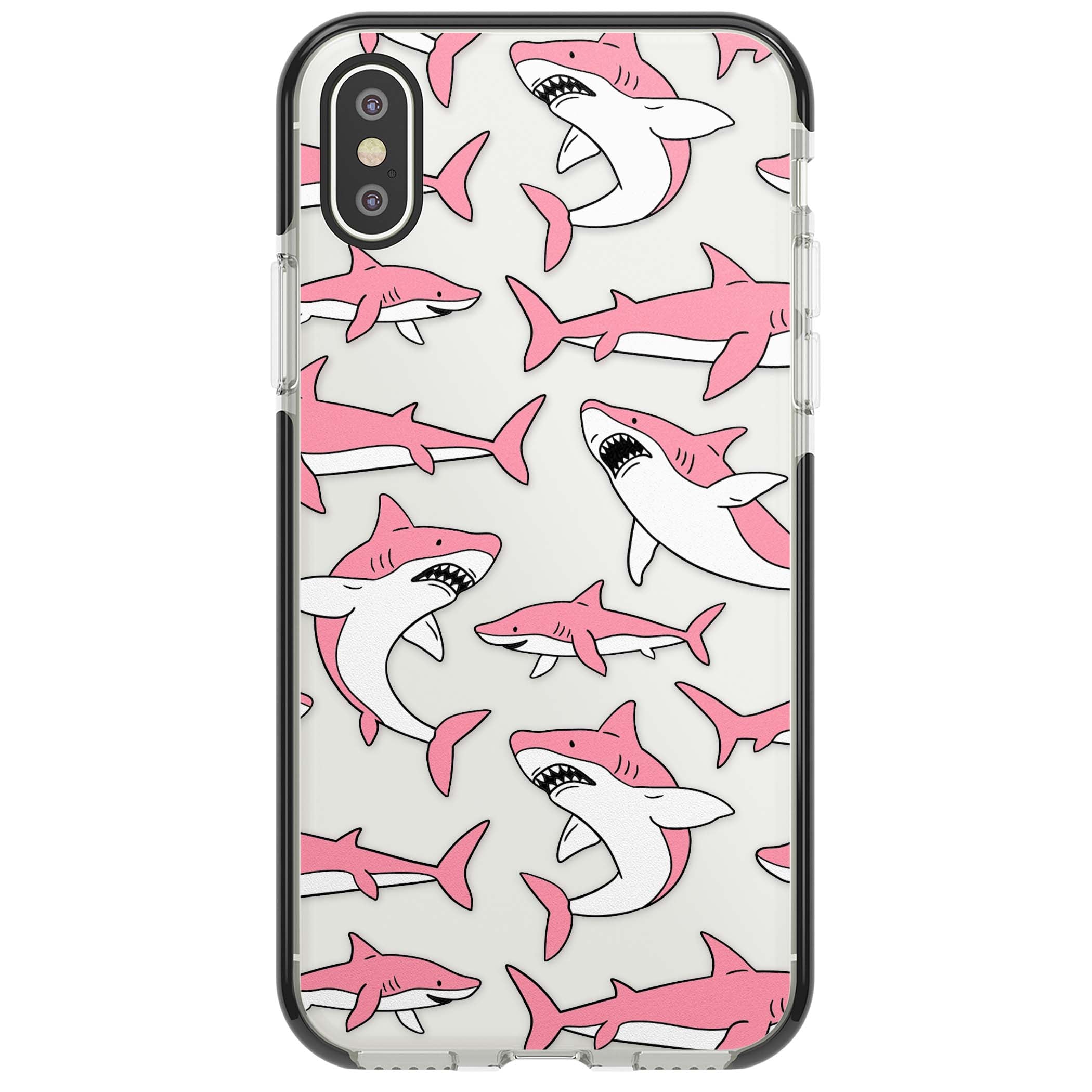 Bubblegum Sharks for her iPhone case | Black Impact case for iPhone X, iPhone XS Max, iPhone XR
