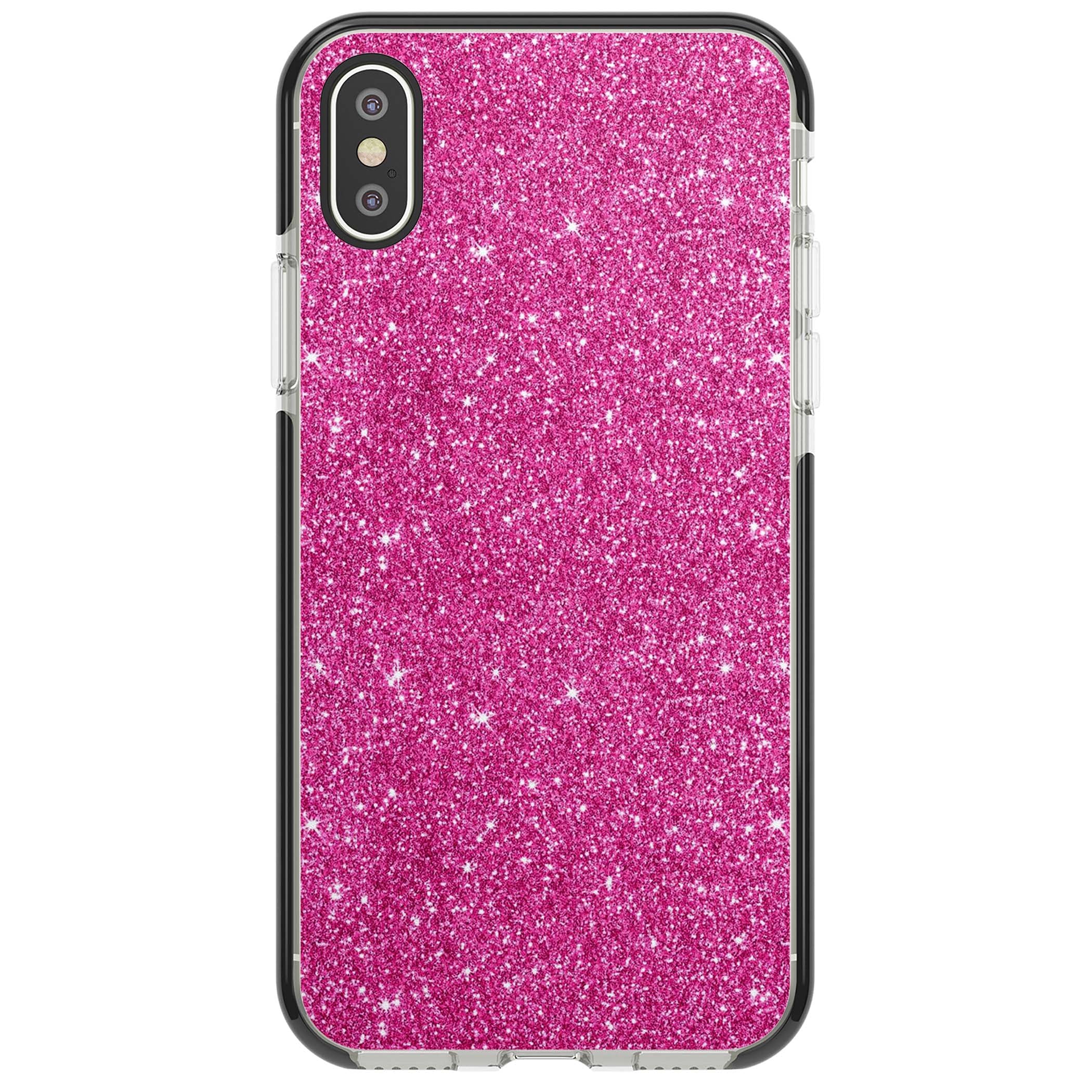 Pink Glitter Y2K iPhone case featuring hot pink glitter wallpaper with sparkle shimmer effect | Black Impact case for iPhone X, iPhone XS Max, iPhone XR