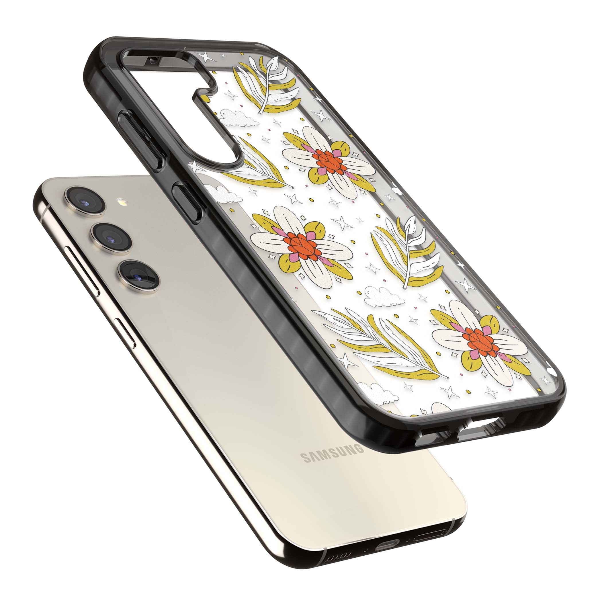 Elevate Your Phone'S Style With This Boho Celestial Sun & Eye Phone Case, Featuring A Mystical Blend Of Suns, All-Seeing Eyes, Butterflies, Stars, And