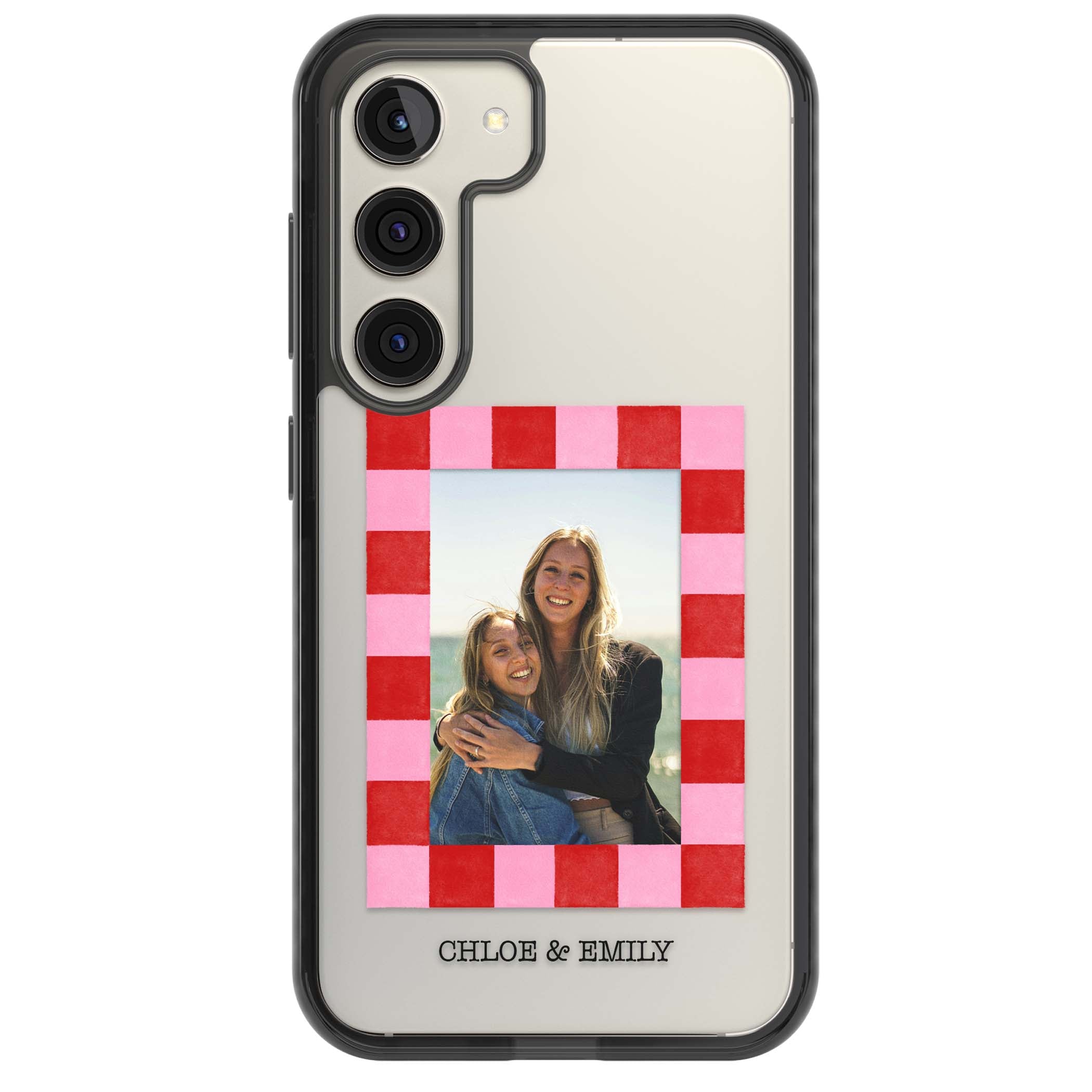 Bubblegum Check Photo for her iPhone case | Black Impact case for Samsung Galaxy S24, Samsung Galaxy S23, Samsung Galaxy S22