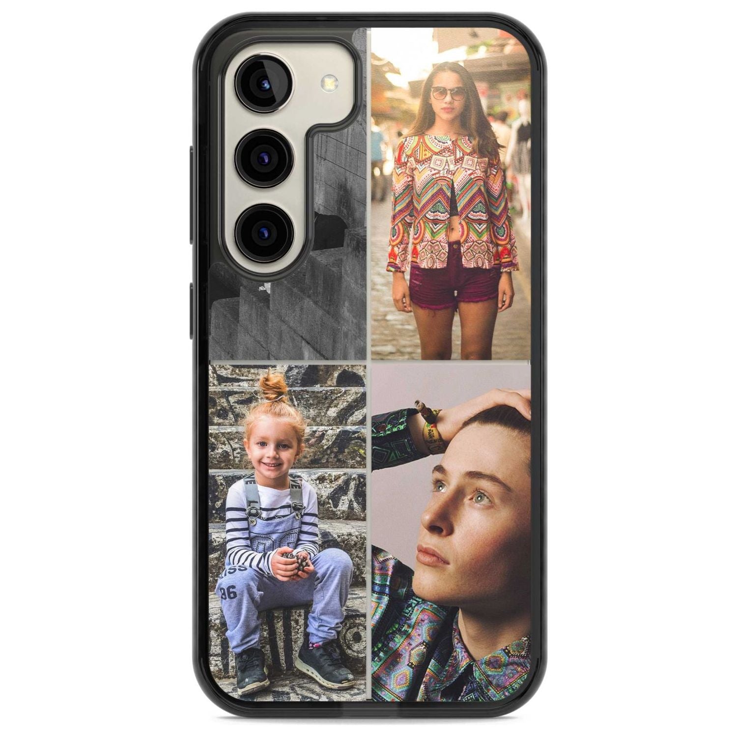 Personalised 4 Photo Grid Custom Phone Case Samsung S22 / Black Impact Case,Samsung S23 / Black Impact Case Blanc Space