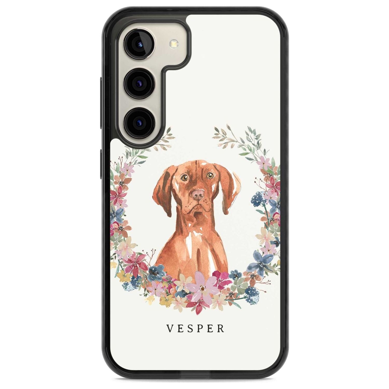 Personalised Hungarian Vizsla - Watercolour Dog Portrait Custom Phone Case Samsung S22 / Black Impact Case,Samsung S23 / Black Impact Case Blanc Space