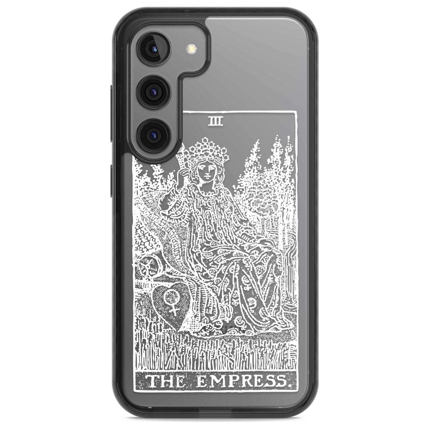 Personalised The Empress Tarot Card - White Transparent Custom Phone Case Samsung S22 / Black Impact Case,Samsung S23 / Black Impact Case Blanc Space