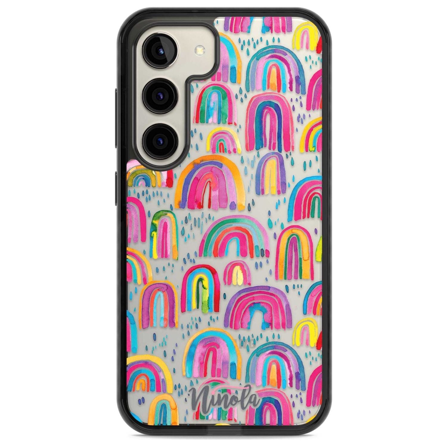 Cute Watercolor Rainbows Phone Case Samsung S22 / Black Impact Case,Samsung S23 / Black Impact Case Blanc Space