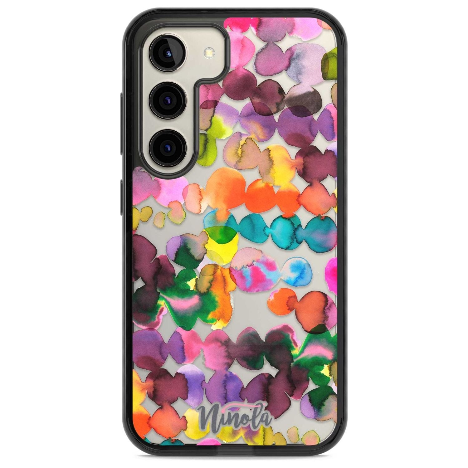 Ink Bleeding Dots Phone Case Samsung S22 / Black Impact Case,Samsung S23 / Black Impact Case Blanc Space