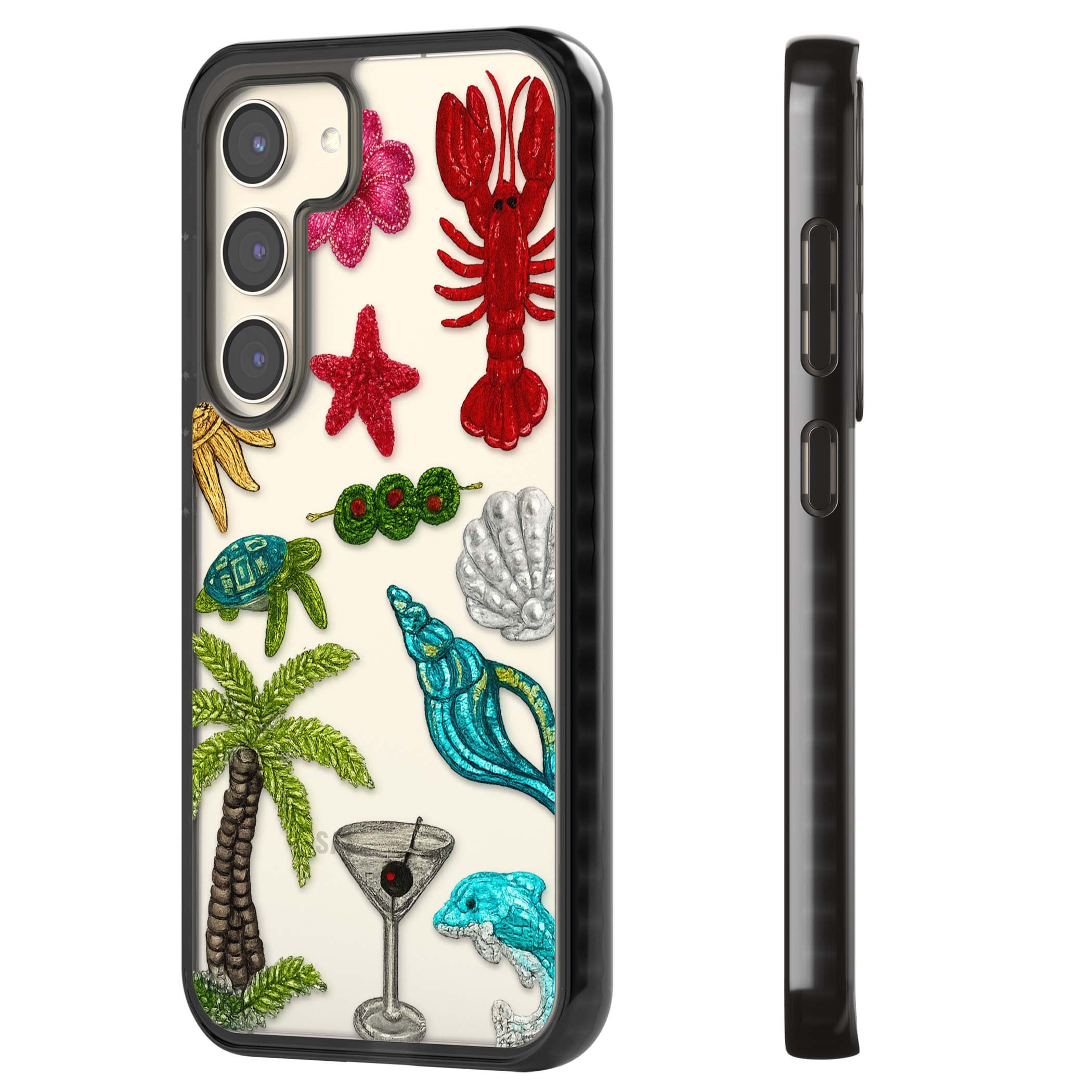 Painted Coastal Pattern coastal iPhone case | Black Impact case for Samsung Galaxy S24, Samsung Galaxy S23, Samsung Galaxy S22
