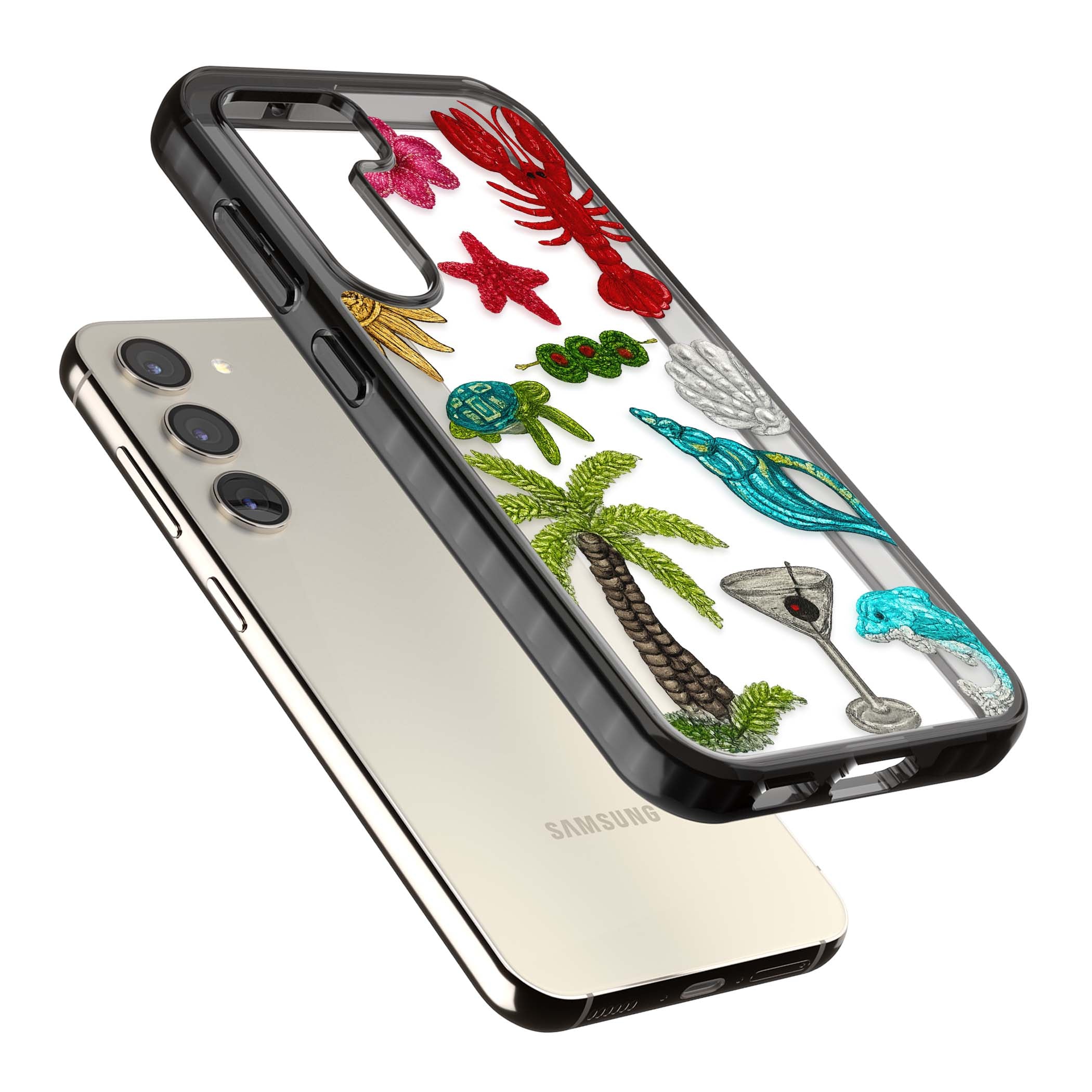 Painted Coastal Pattern coastal iPhone case | Black Impact case for Samsung Galaxy S24, Samsung Galaxy S23, Samsung Galaxy S22