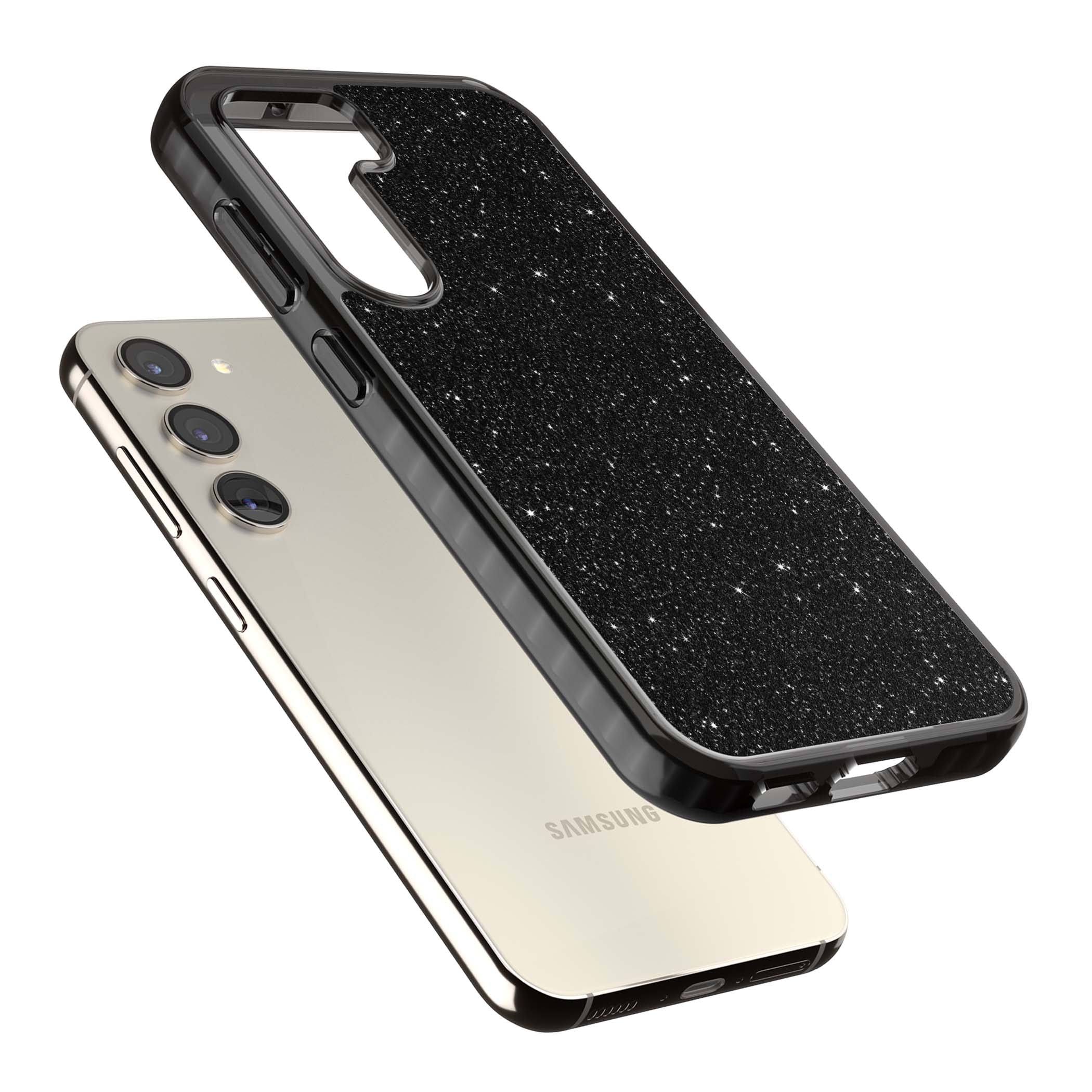 Black Glitter black glitter iPhone case featuring an all-over sparkly shimmer pattern on a jet black base | Black Impact case for Samsung Galaxy S24, Samsung Galaxy S23, Samsung Galaxy S22