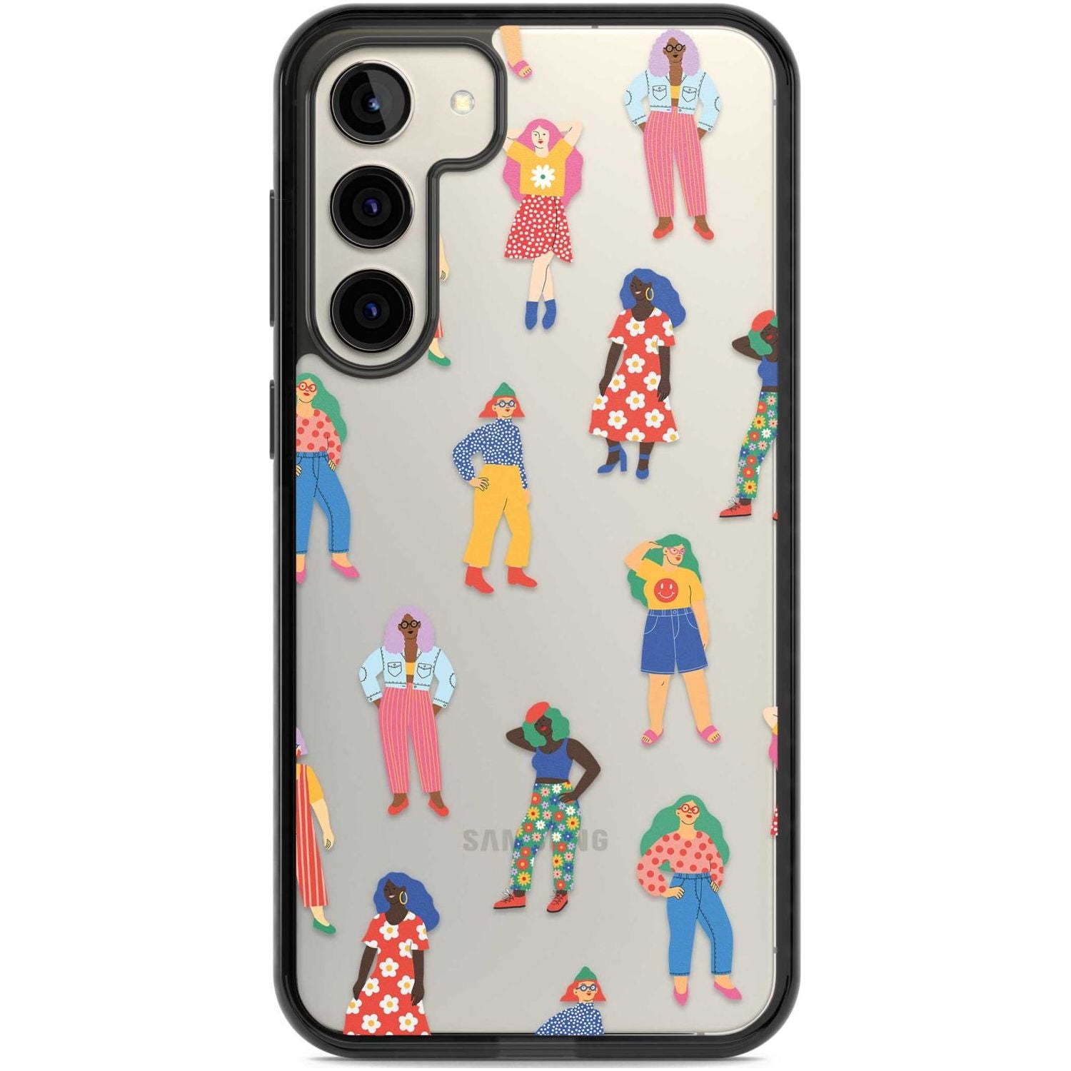 Girls Pattern Phone Case Samsung S22 Plus / Black Impact Case,Samsung S23 Plus / Black Impact Case Blanc Space