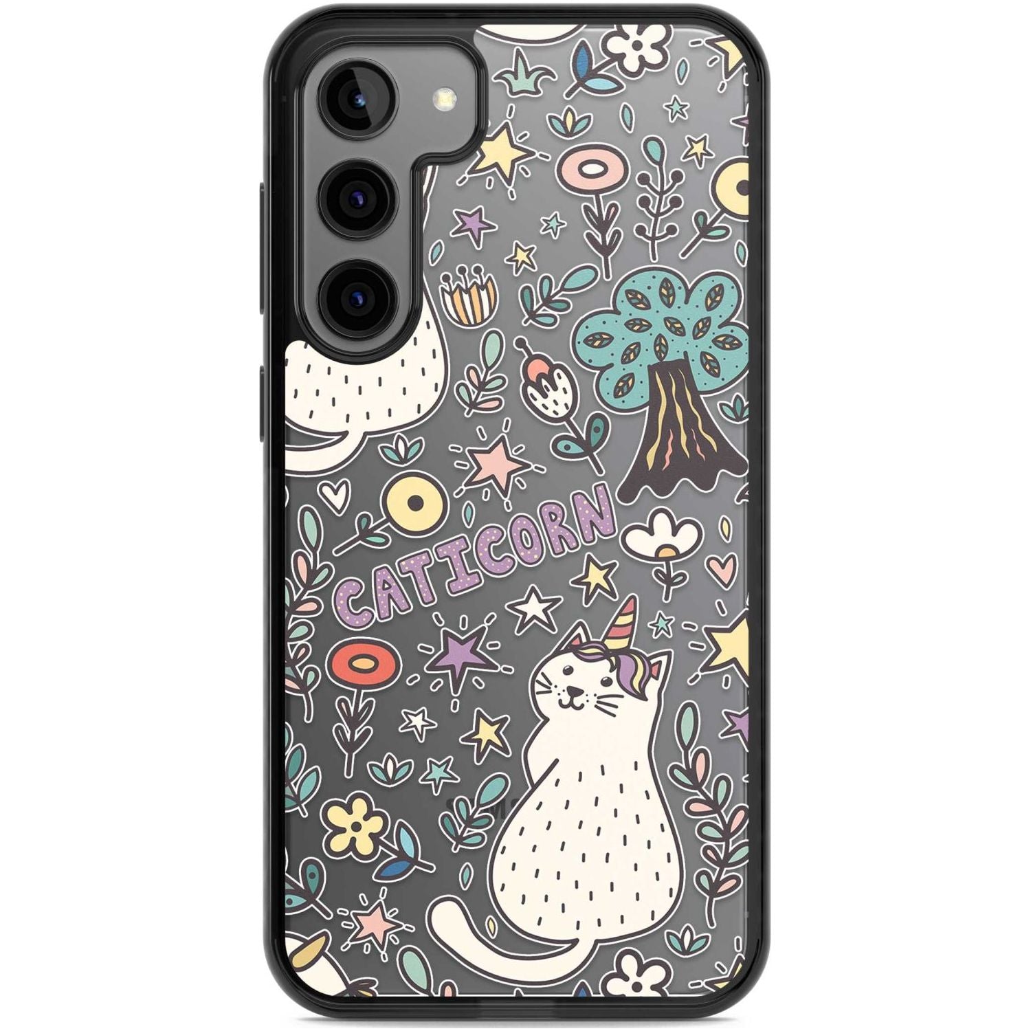 Caticorn pattern Phone Case Samsung S22 Plus / Black Impact Case,Samsung S23 Plus / Black Impact Case Blanc Space