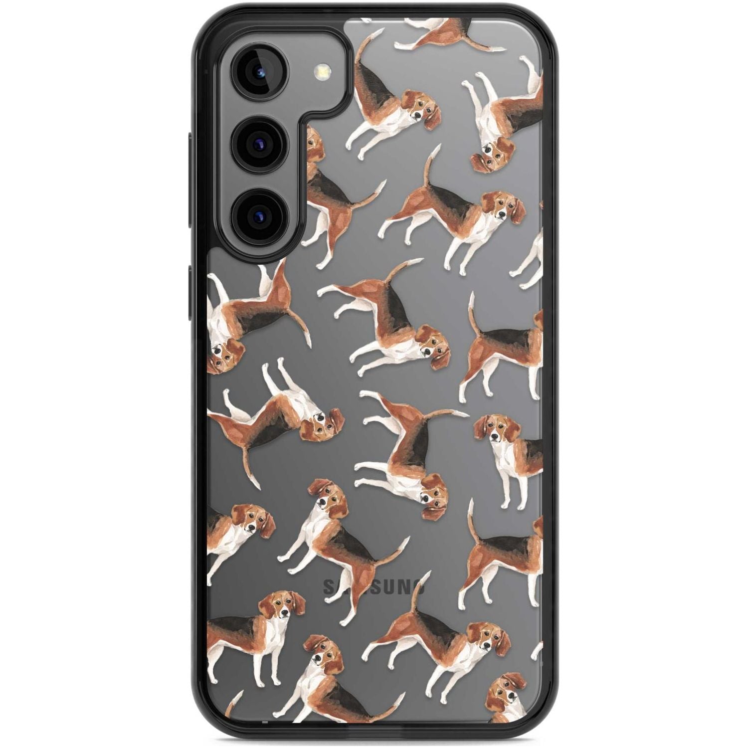 Beagle Watercolour Dog Pattern Phone Case Samsung S22 Plus / Black Impact Case,Samsung S23 Plus / Black Impact Case Blanc Space