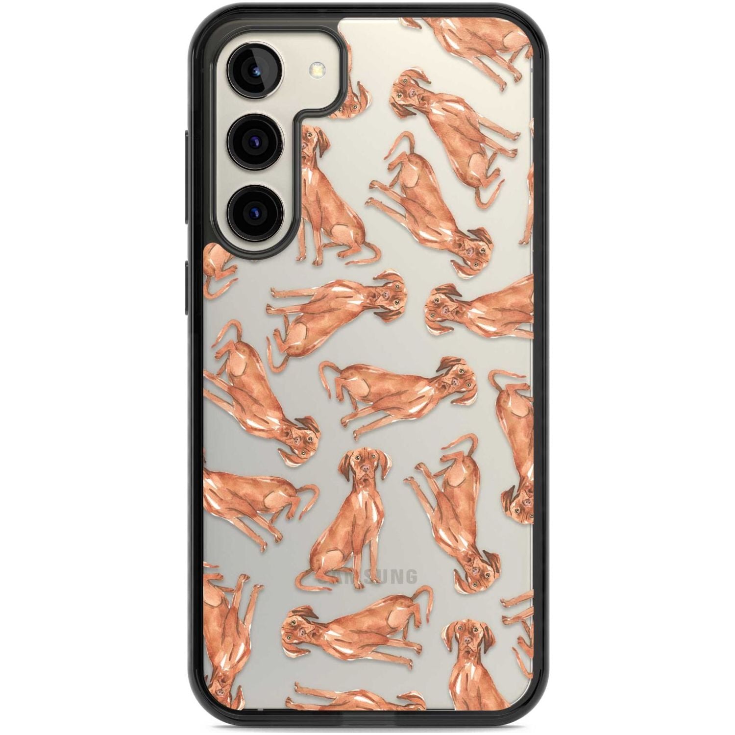 Hungarian Vizsla Watercolour Dog Pattern Phone Case Samsung S22 Plus / Black Impact Case,Samsung S23 Plus / Black Impact Case Blanc Space