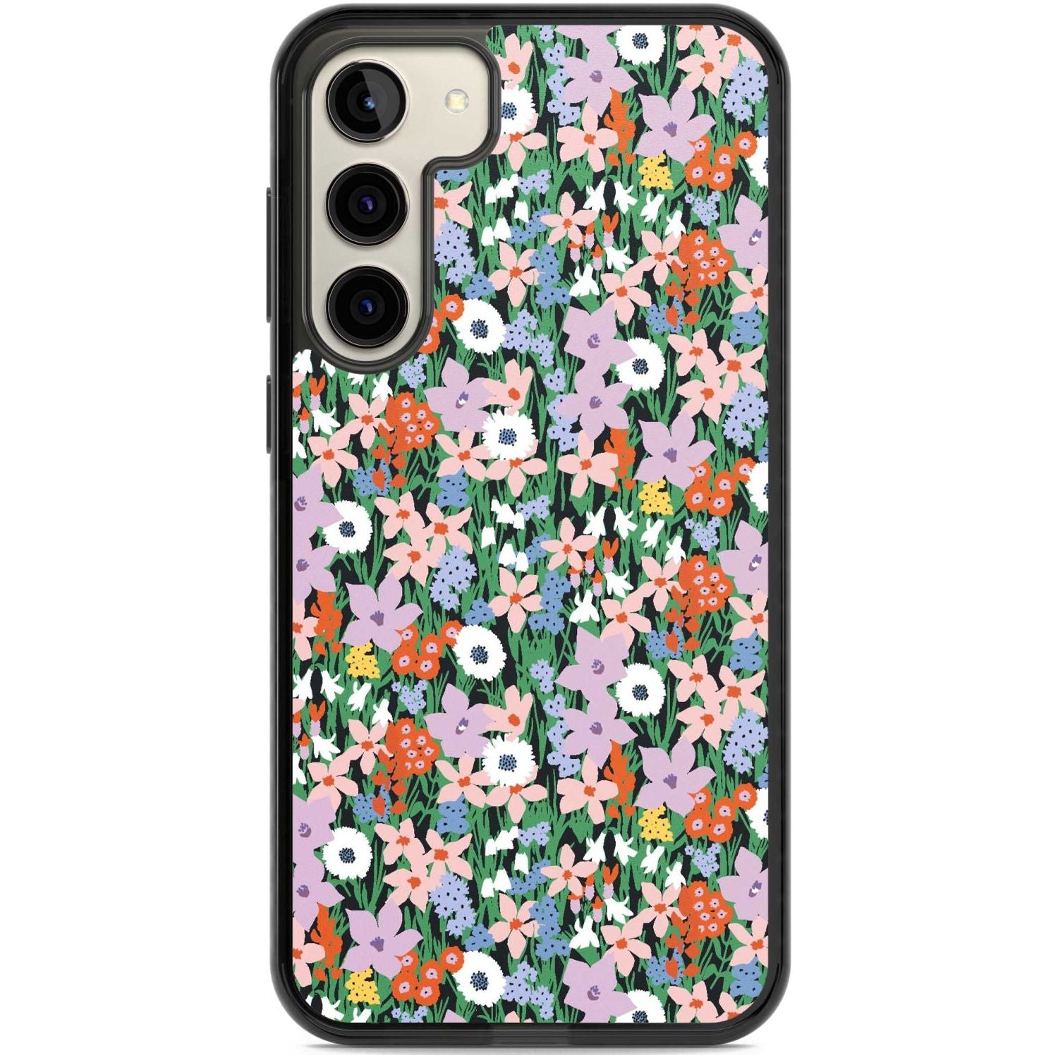 Jazzy Floral Mix: Solid Phone Case Samsung S22 Plus / Black Impact Case,Samsung S23 Plus / Black Impact Case Blanc Space