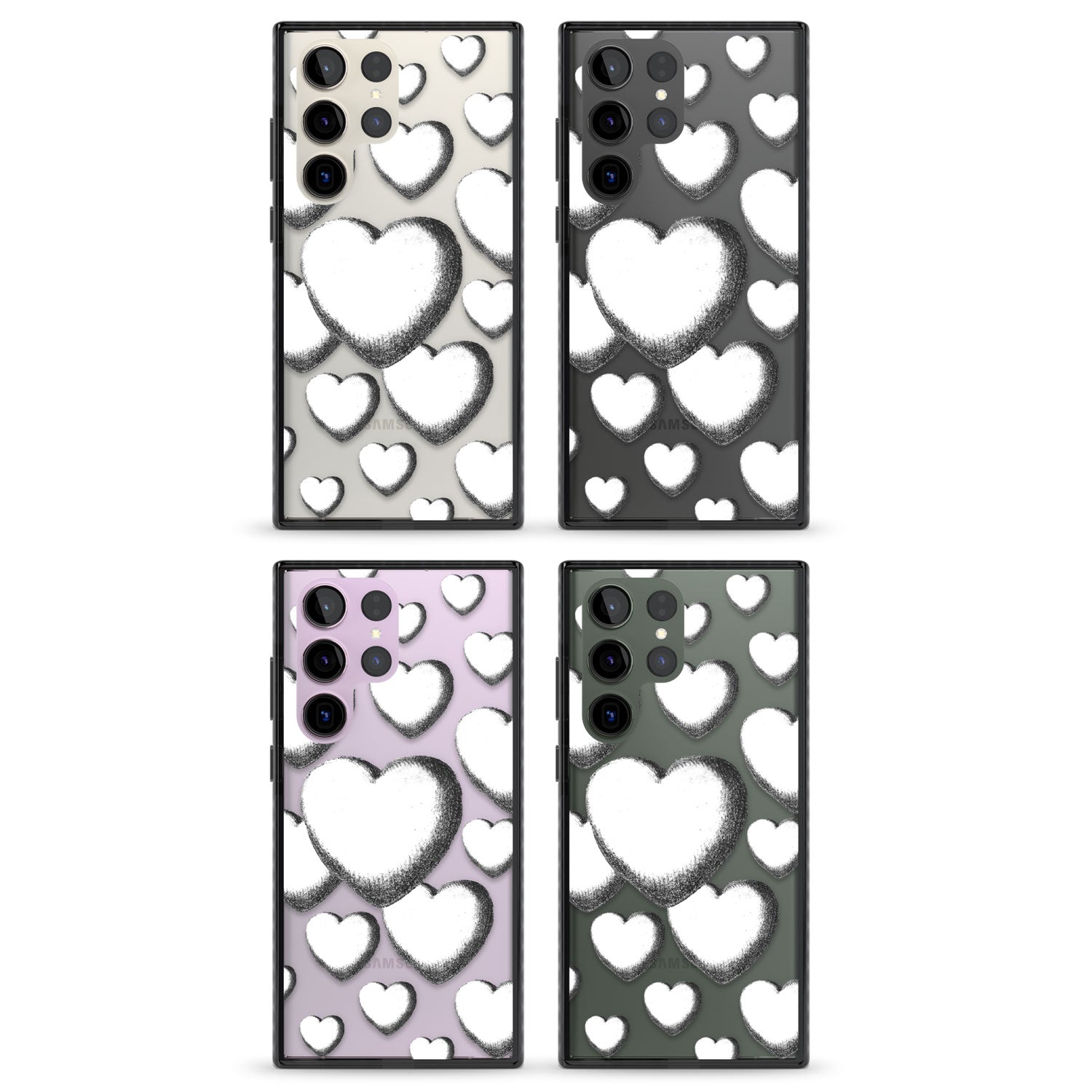 Hand-Drawn Hearts Impact Phone Case for Samsung Galaxy S24 Ultra , Samsung Galaxy S23 Ultra, Samsung Galaxy S22 Ultra