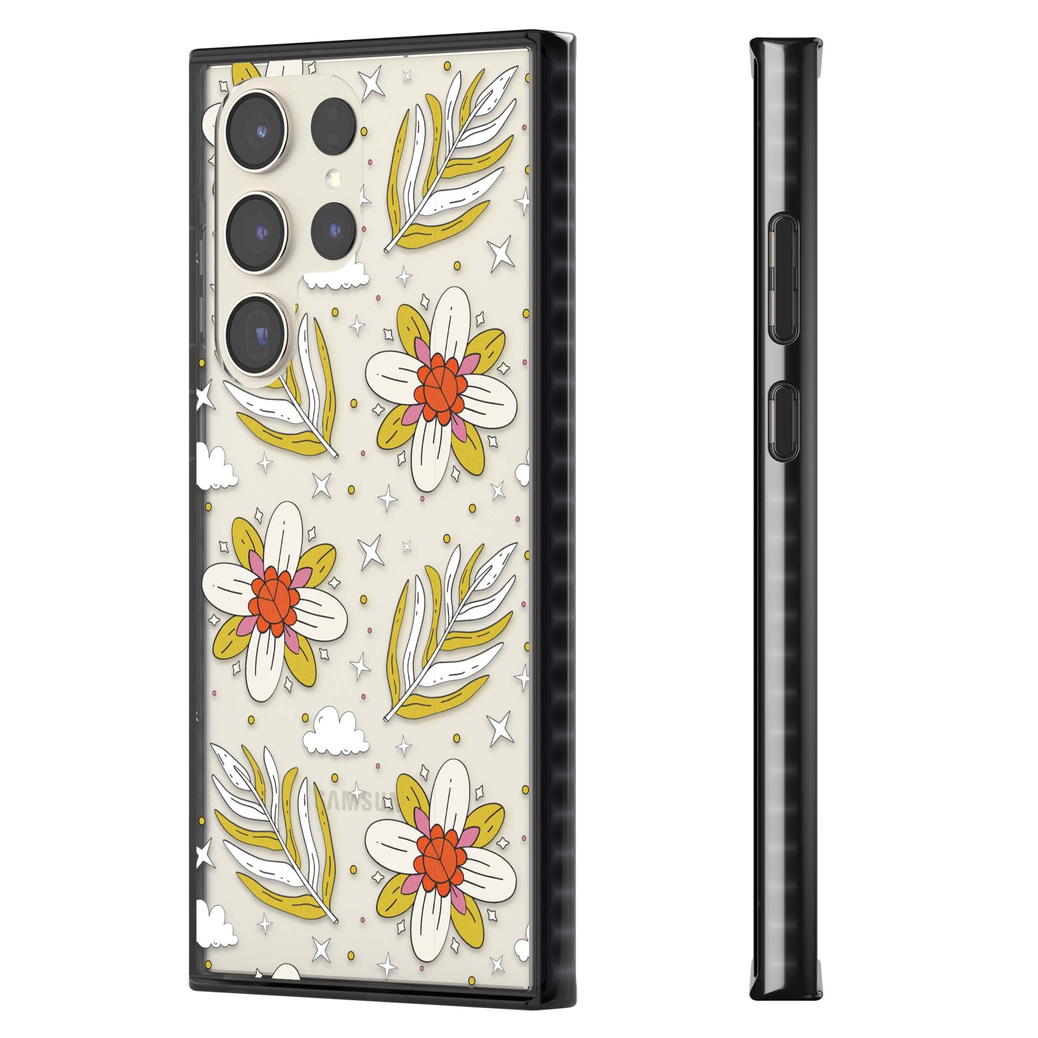 Elevate Your Phone'S Style With This Boho Celestial Sun & Eye Phone Case, Featuring A Mystical Blend Of Suns, All-Seeing Eyes, Butterflies, Stars, And